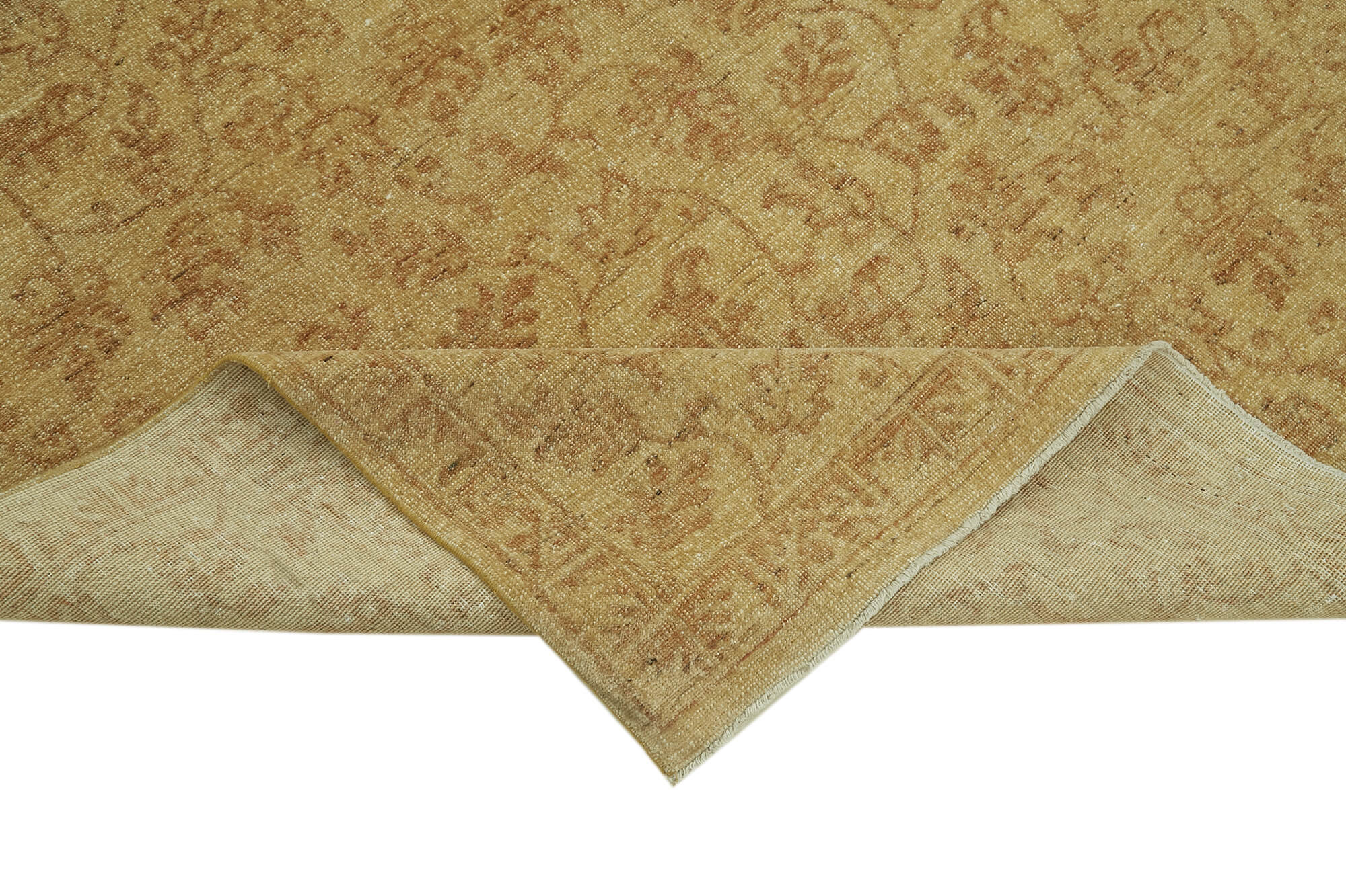 Handmade Wool Area Rug – Tebriz Classic Yellow Cotton Wool Rug 5'10''x9'4''