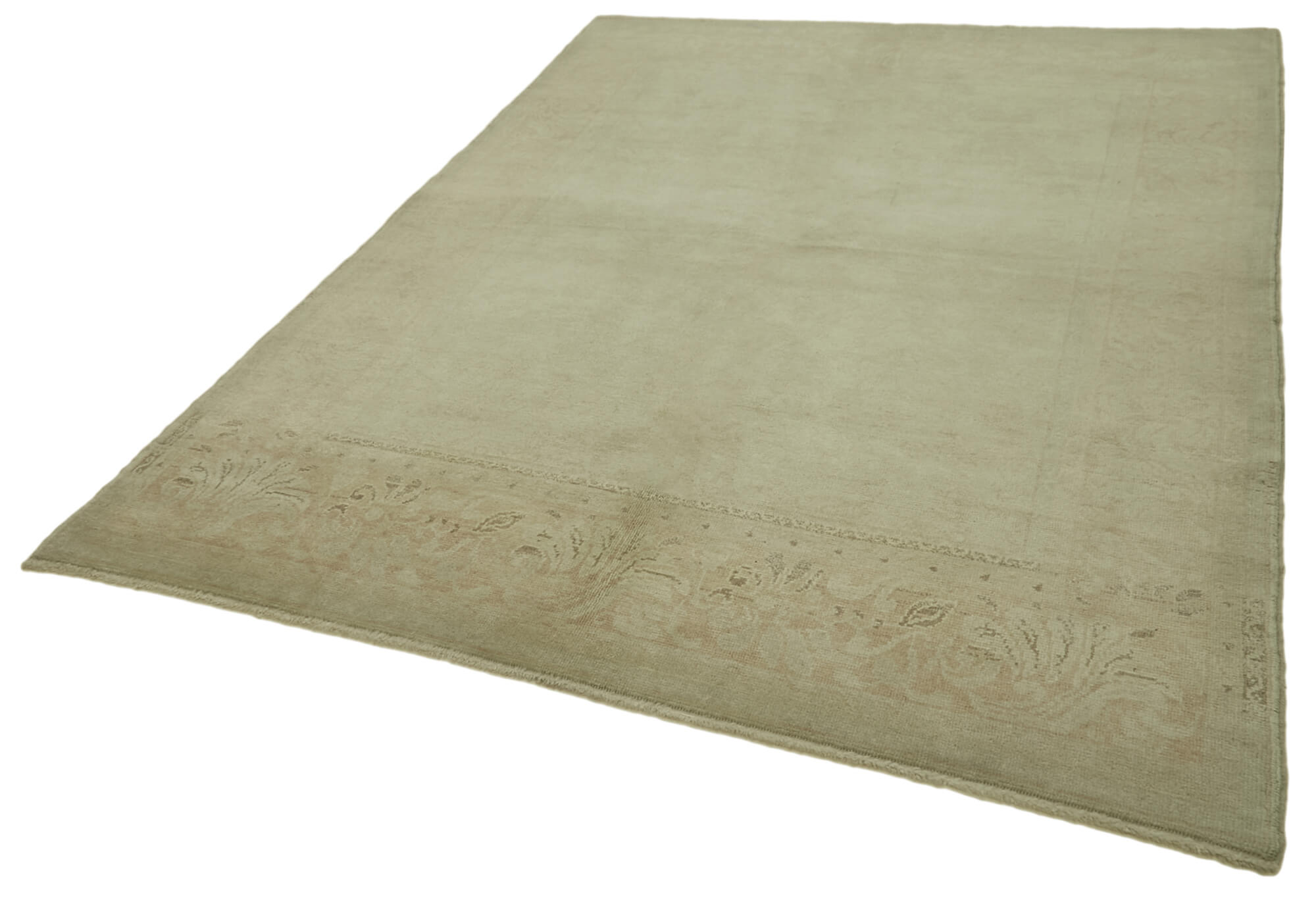 Handmade Wool Area Rug – Vintage Turkish Carpet, Classic Cotton Rug 6x9 Beige
