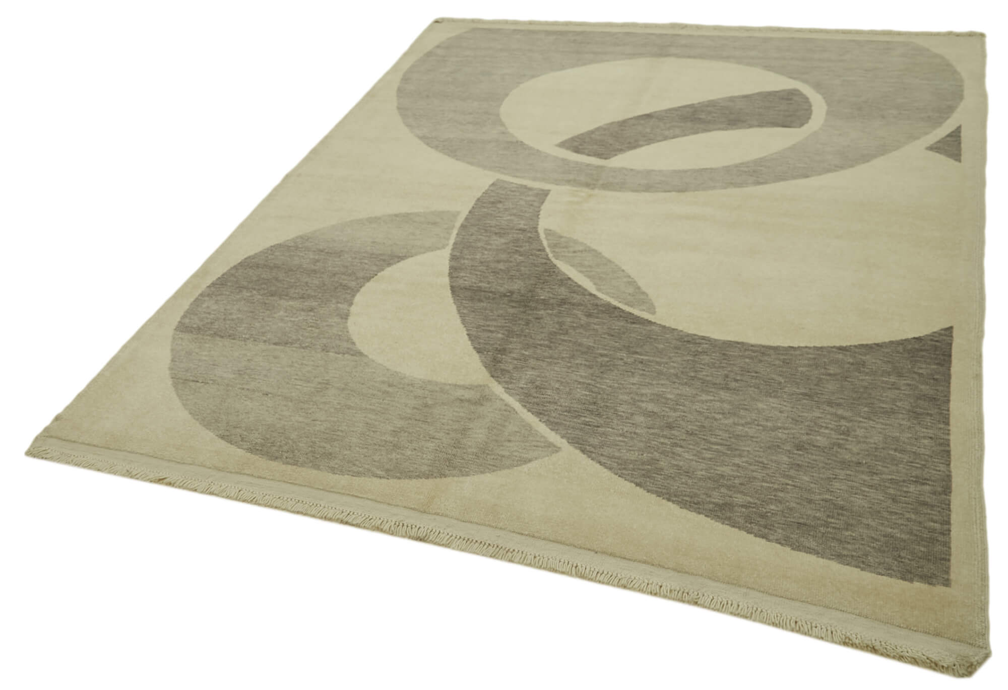 Handmade Wool Area Rug – Tebriz Beige Classic Cotton Wool Blend 5'11''x8'2''