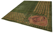 Handmade Wool Area Rug – Tebriz Green Classic Cotton Wool 8x10 Rug