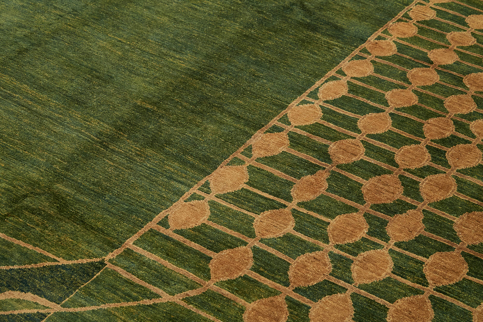 Handmade Wool Area Rug – Tebriz Green Classic Cotton Wool 8x10 Rug
