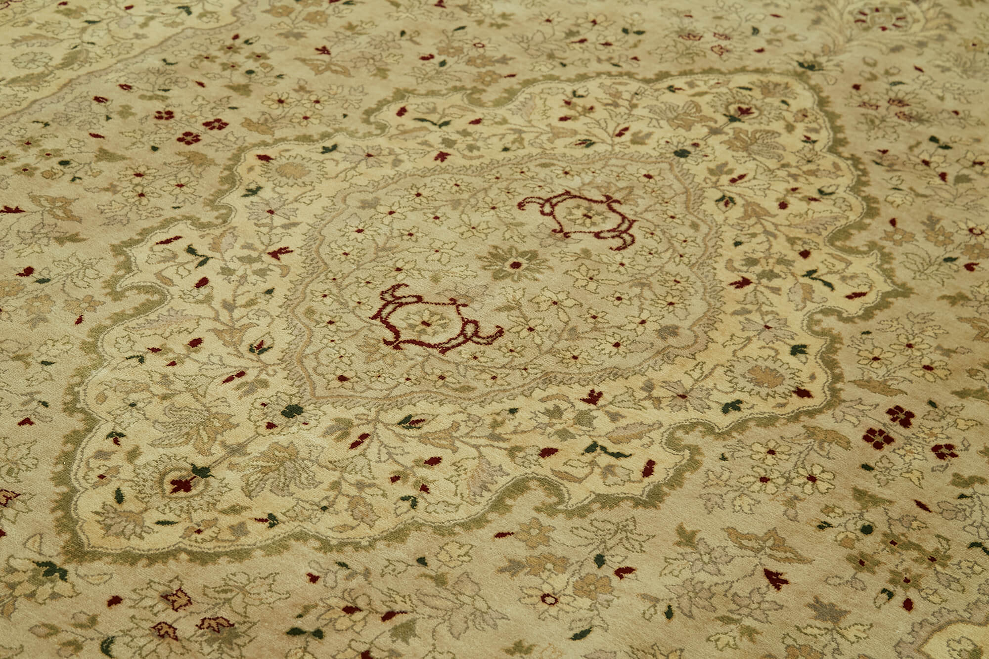 Handmade Wool Area Rug | Tebriz Beige Cotton Classic Style Carpet 10'1''x13'9''