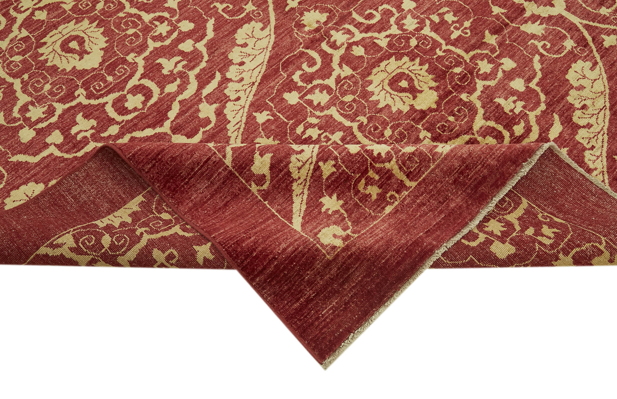 Handmade Wool Area Rug – Classic Red Tebriz Cotton Wool Carpet 9'11''x13'9''