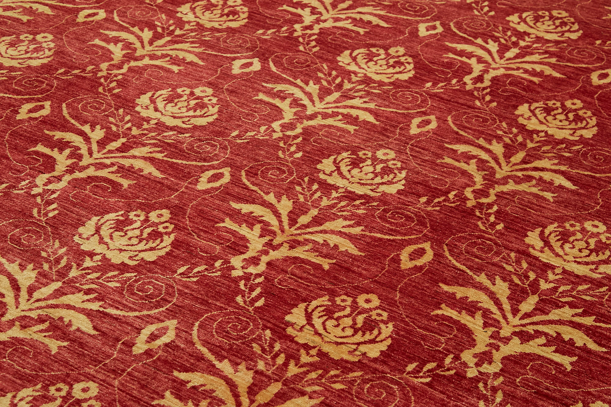 Handmade Wool Area Rug - Tebriz Red Classic Cotton Wool Rug 10'x14' Vintage Turkish Carpet