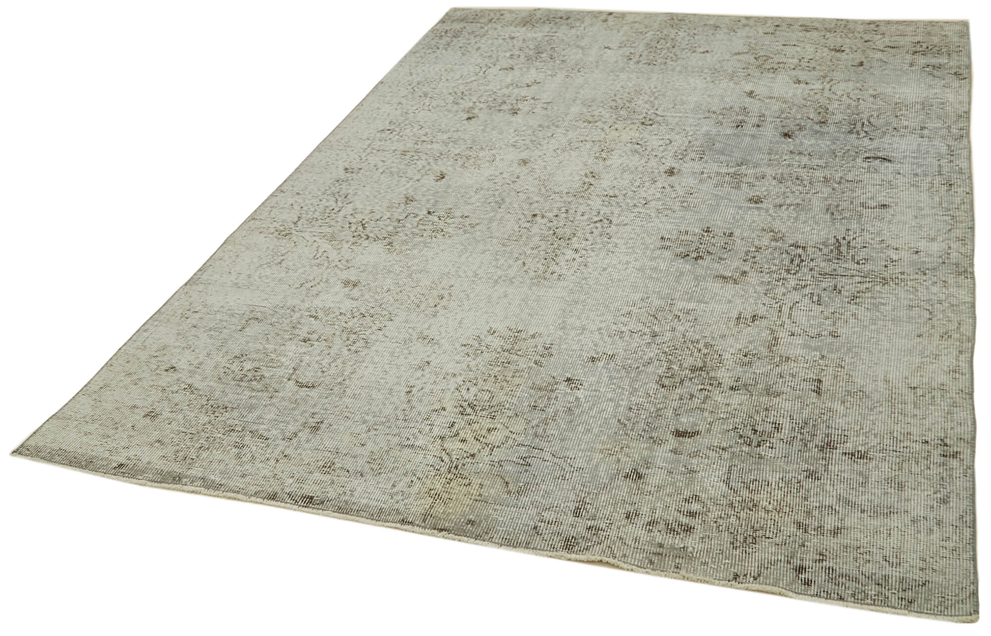 Handmade Wool Area Rug - Overdyed Grey Vintage Cotton Rug 5'11'' x 9'7'' | Bohemian Style