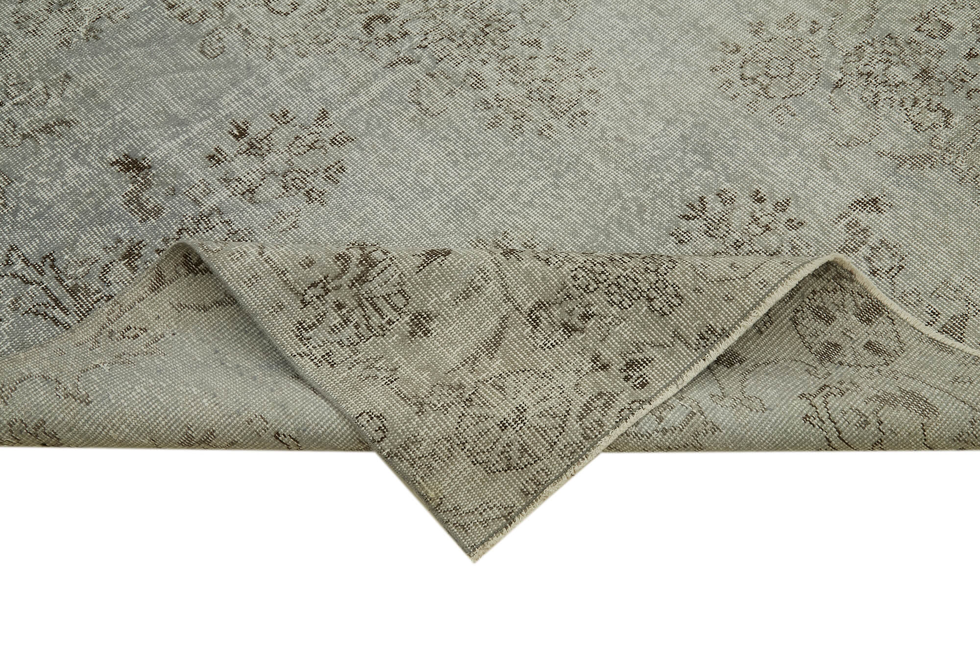 Handmade Wool Area Rug - Overdyed Grey Vintage Cotton Rug 5'11'' x 9'7'' | Bohemian Style