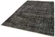 Handmade Vintage Area Rug - Overdyed Wool Rug | Black Vintage Carpet 6'1''x9'9''