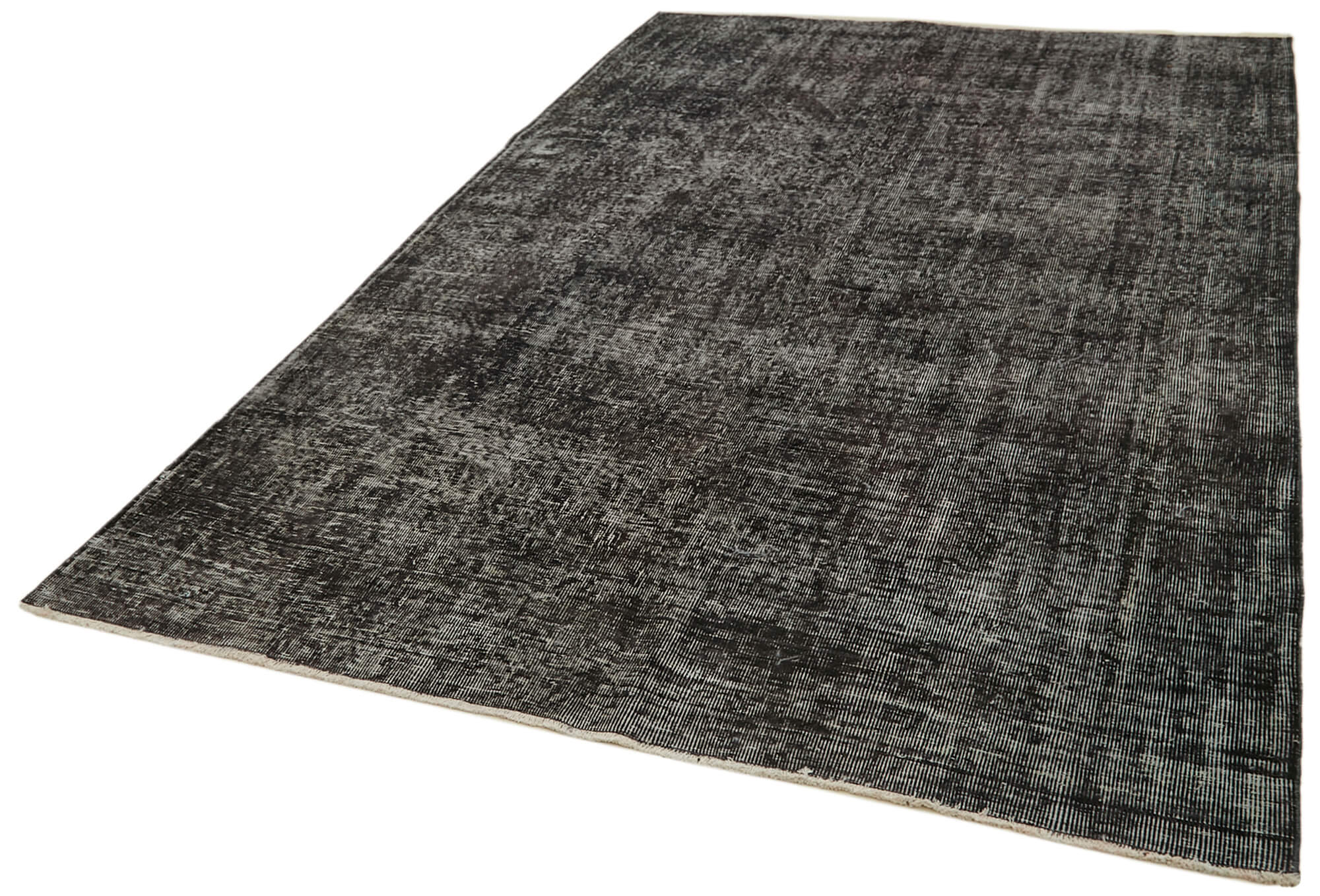 Handmade Vintage Area Rug - Overdyed Wool Rug | Black Vintage Carpet 6'1''x9'9''