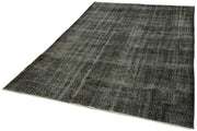 Vintage Handmade Area Rug – Overdyed Black Cotton Wool Carpet 6'0''x9'10''