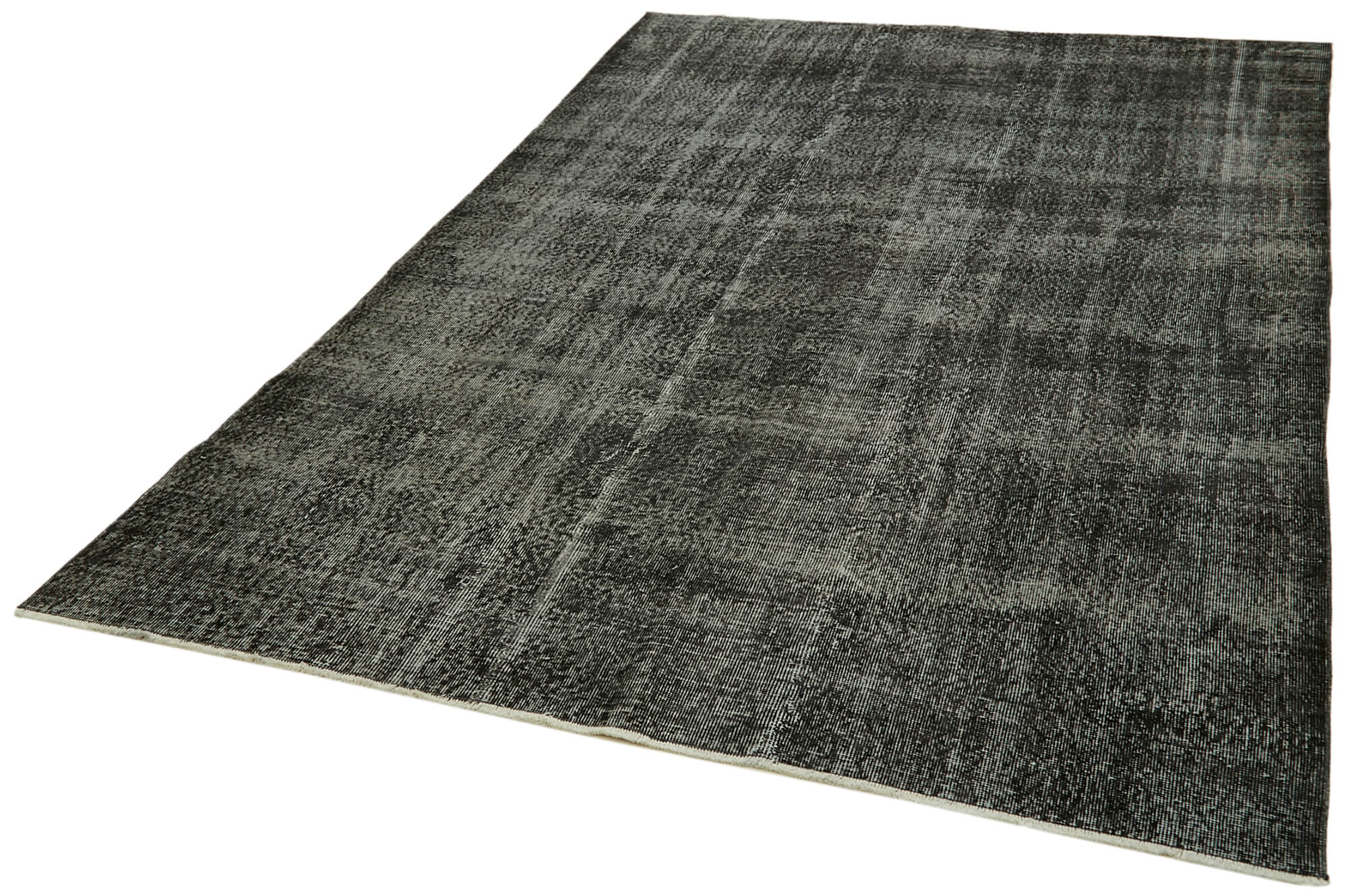 Vintage Handmade Area Rug – Overdyed Black Cotton Wool Carpet 6'0''x9'10''