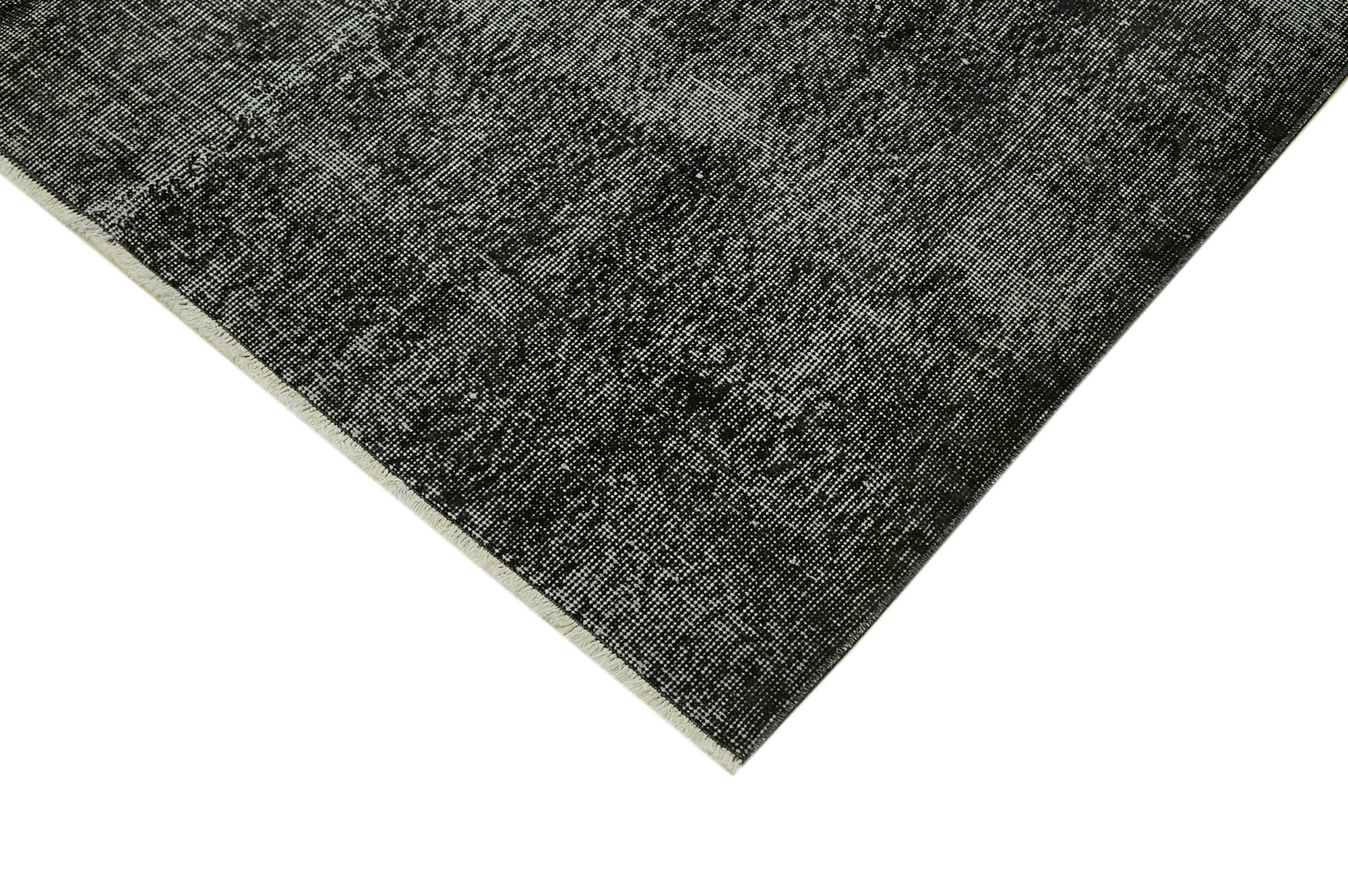 Vintage Handmade Area Rug – Overdyed Black Cotton Wool Carpet 6'0''x9'10''