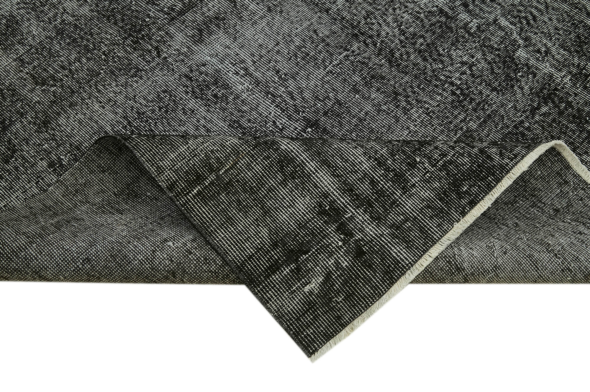 Vintage Handmade Area Rug – Overdyed Black Cotton Wool Carpet 6'0''x9'10''