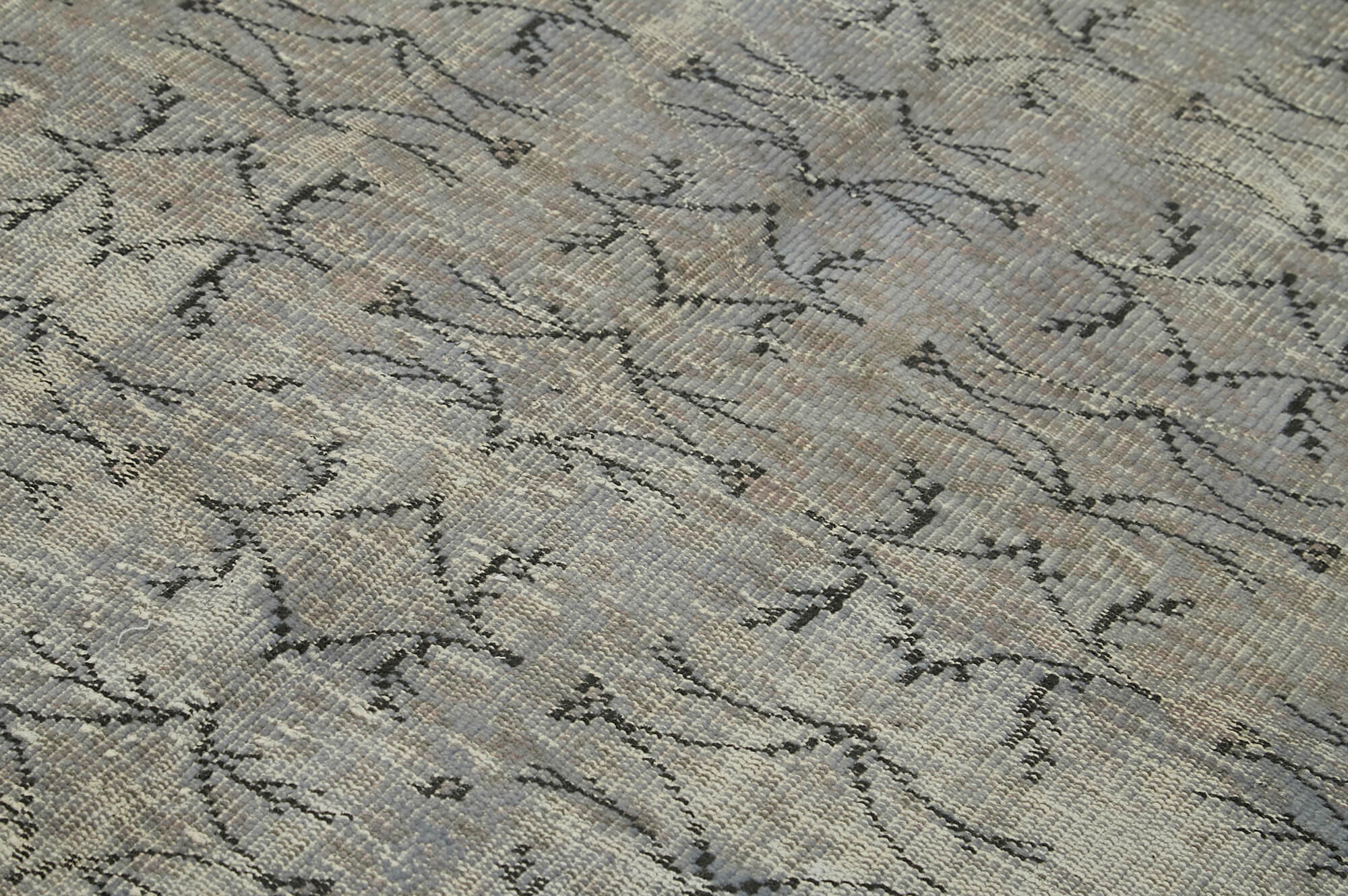 Handmade Wool Area Rug - Overdyed Grey Vintage Cotton Rug 5'1''x8'5''