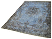 Vintage Area Rug - Handmade Wool Rug Overdyed Blue Turkish Hand Knotted 5'3''x9'11''
