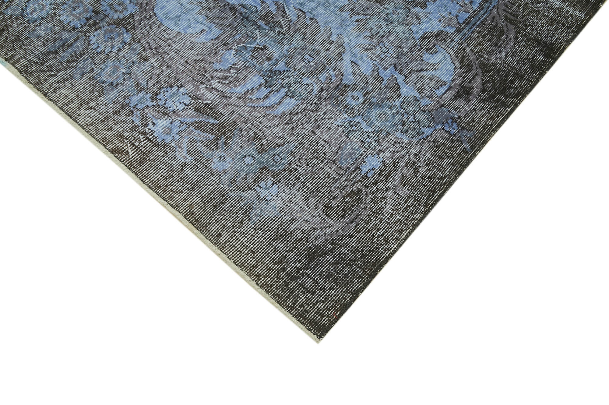 Vintage Area Rug - Handmade Wool Rug Overdyed Blue Turkish Hand Knotted 5'3''x9'11''