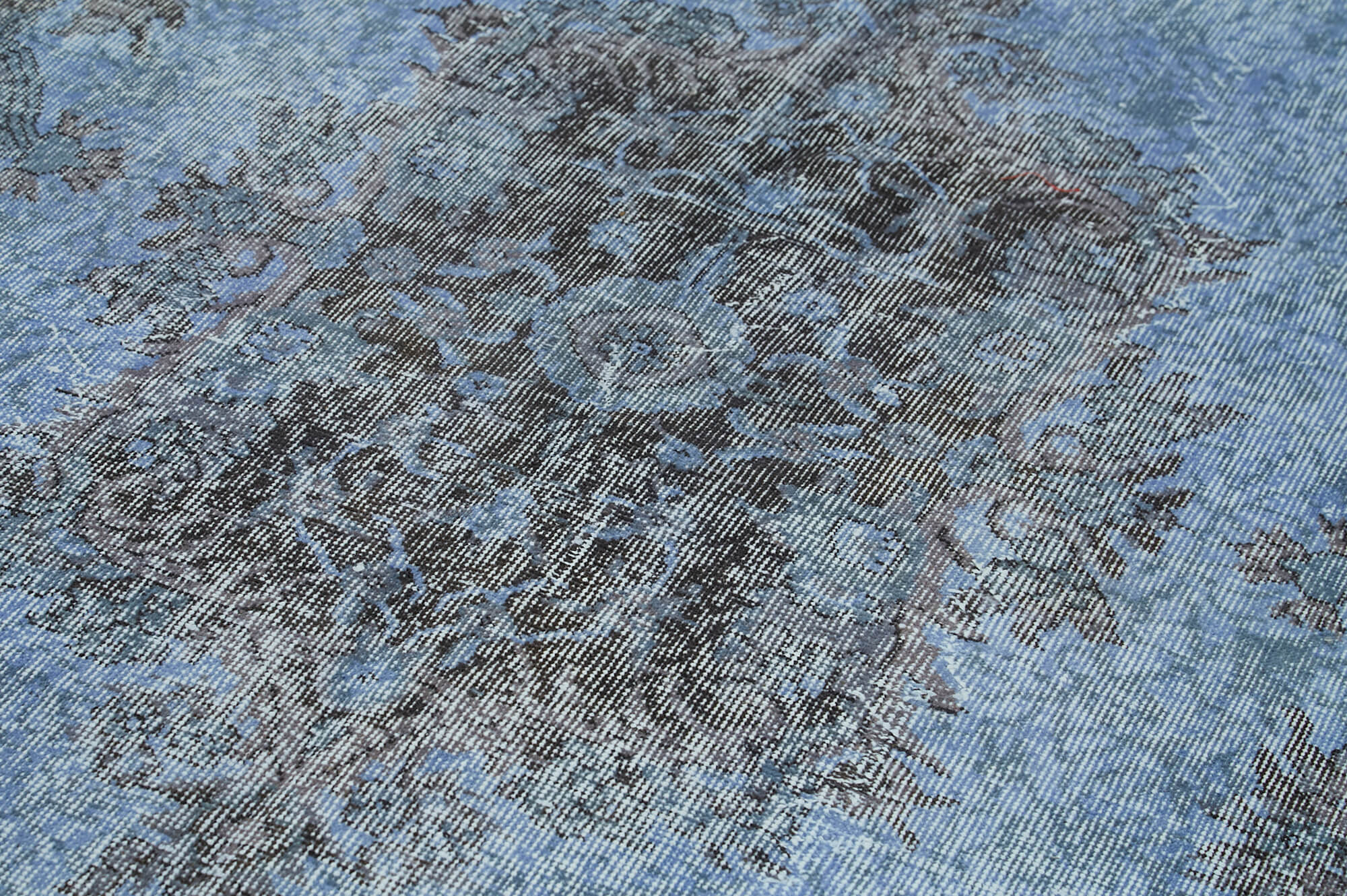 Vintage Area Rug - Handmade Wool Rug Overdyed Blue Turkish Hand Knotted 5'3''x9'11''