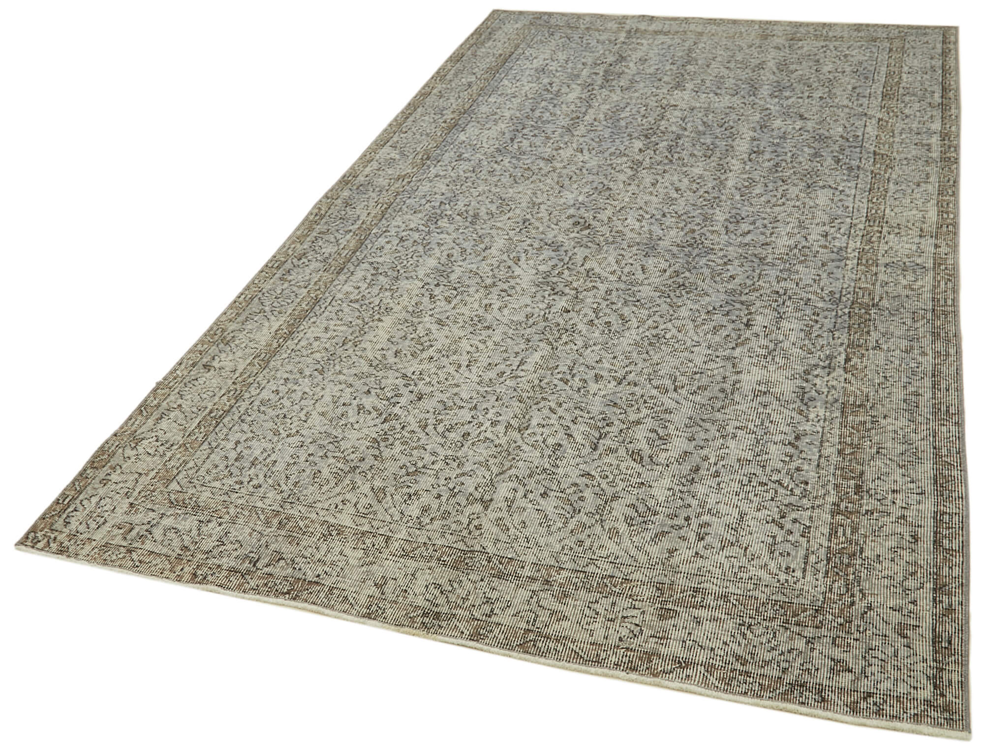 Handmade Vintage Area Rug – Overdyed Wool Rug | Grey Vintage Cotton Blend 4'11''x8'11''