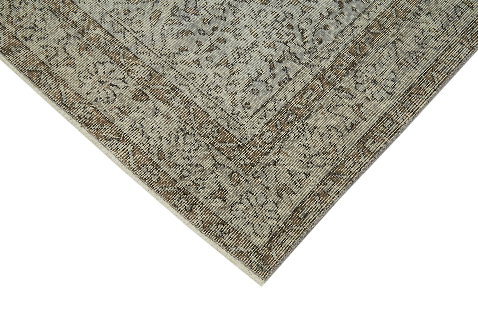 Handmade Vintage Area Rug – Overdyed Wool Rug | Grey Vintage Cotton Blend 4'11''x8'11''