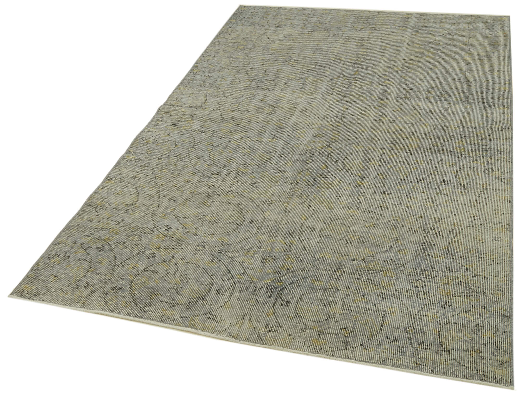Handmade Vintage Area Rug – Overdyed Wool Rug | Turkish Hand Knotted Grey Carpet 4'9''x8'2''