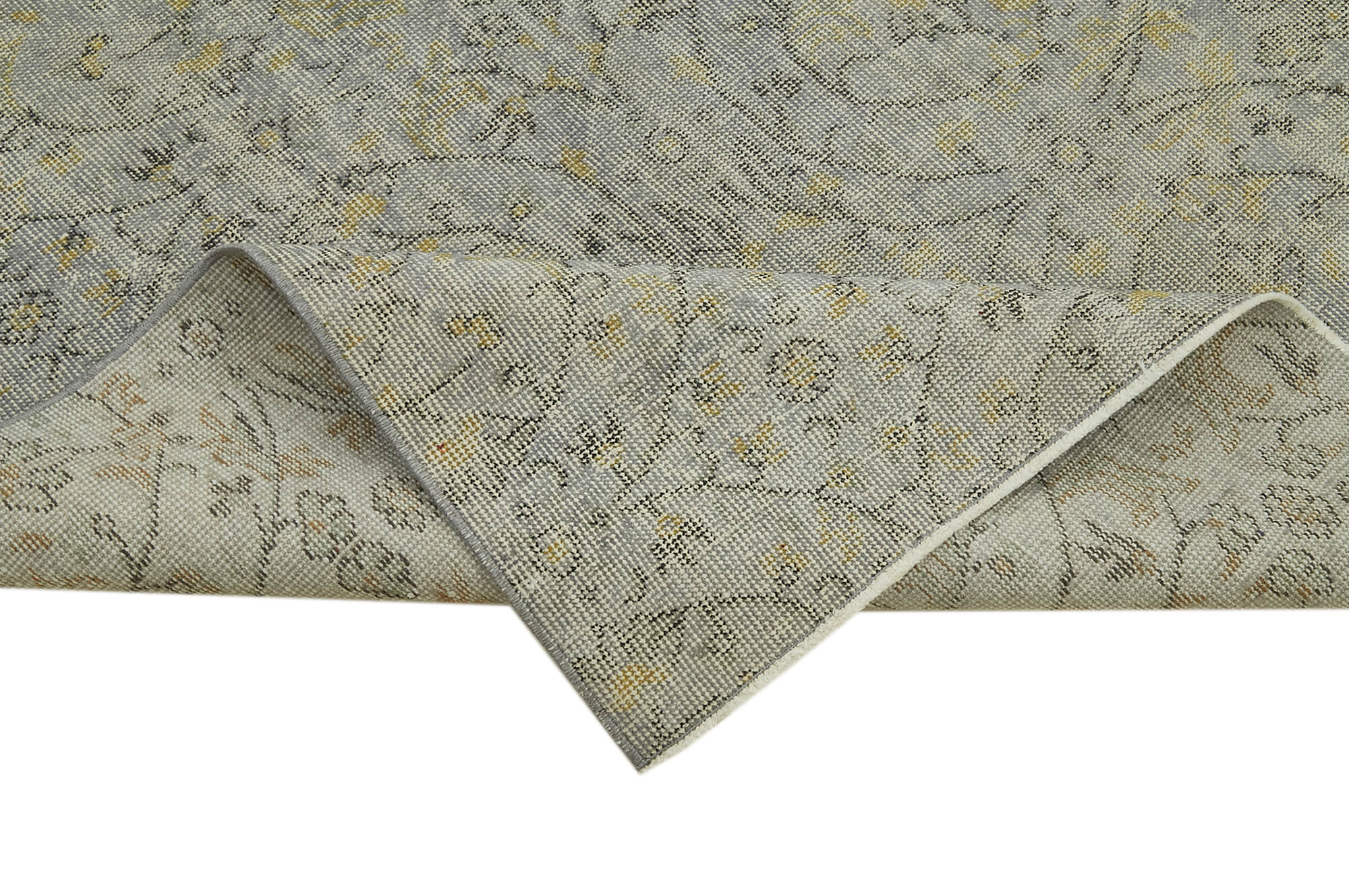 Handmade Vintage Area Rug – Overdyed Wool Rug | Turkish Hand Knotted Grey Carpet 4'9''x8'2''
