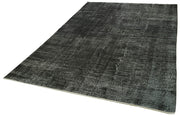 Handmade Vintage Area Rug – Overdyed Wool Rug | Black Cotton Wool Carpet 6'9" x 9'10"