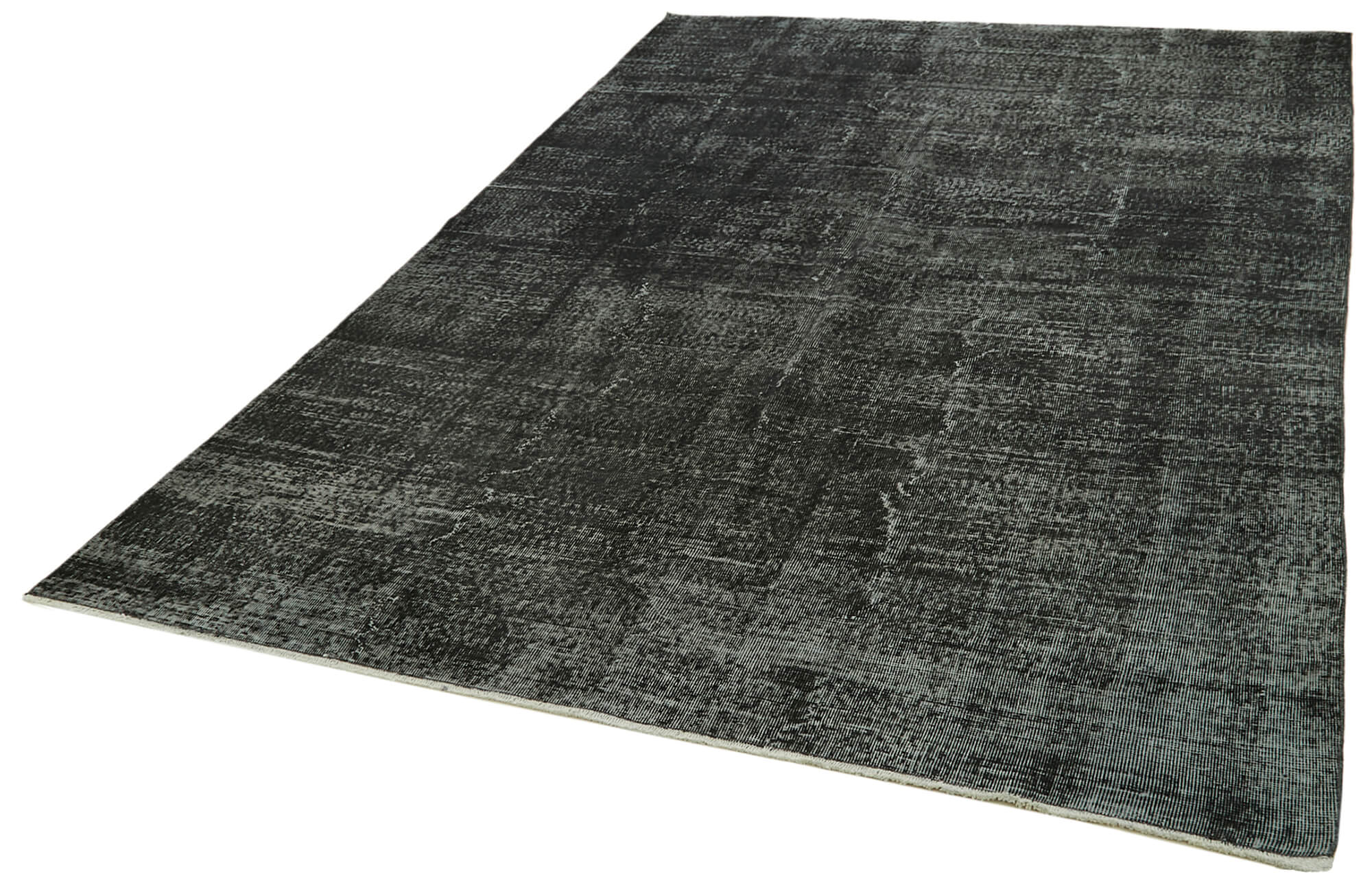 Handmade Vintage Area Rug – Overdyed Wool Rug | Black Cotton Wool Carpet 6'9" x 9'10"