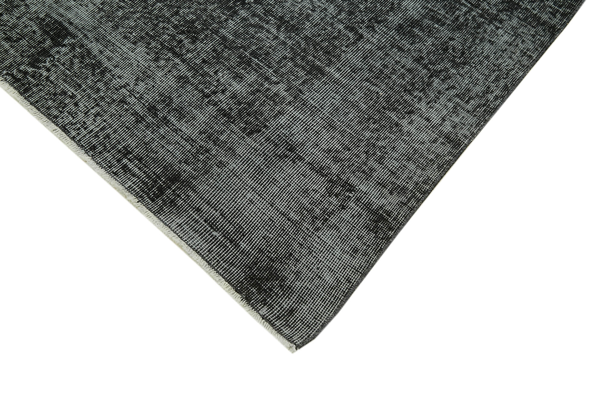 Handmade Vintage Area Rug – Overdyed Wool Rug | Black Cotton Wool Carpet 6'9" x 9'10"