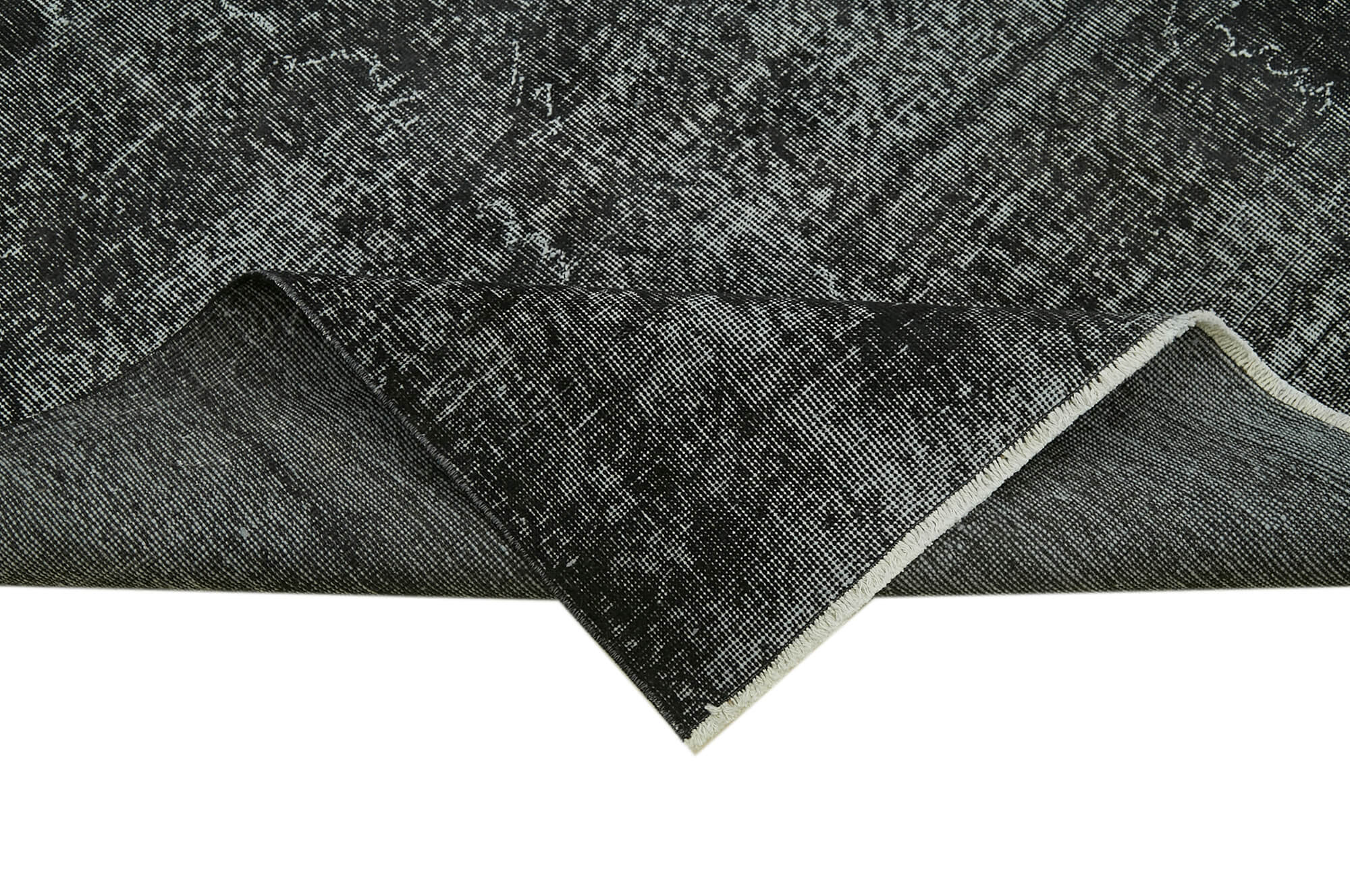 Handmade Vintage Area Rug – Overdyed Wool Rug | Black Cotton Wool Carpet 6'9" x 9'10"