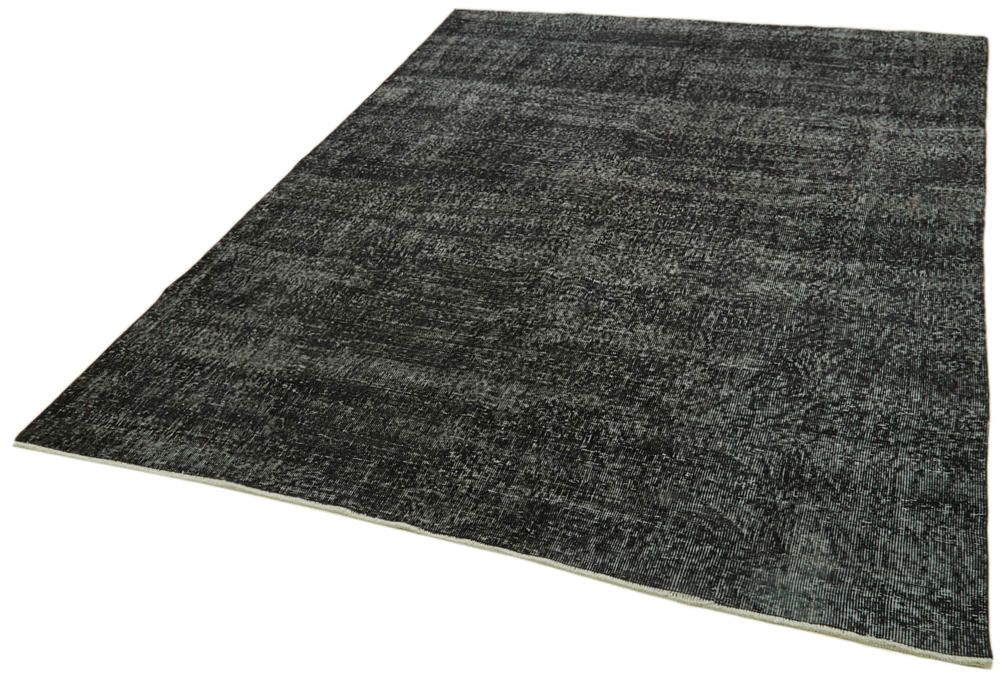 Overdyed Vintage Rug – Handmade Area Rug 6'1'' x 9'4'' Black Wool Cotton