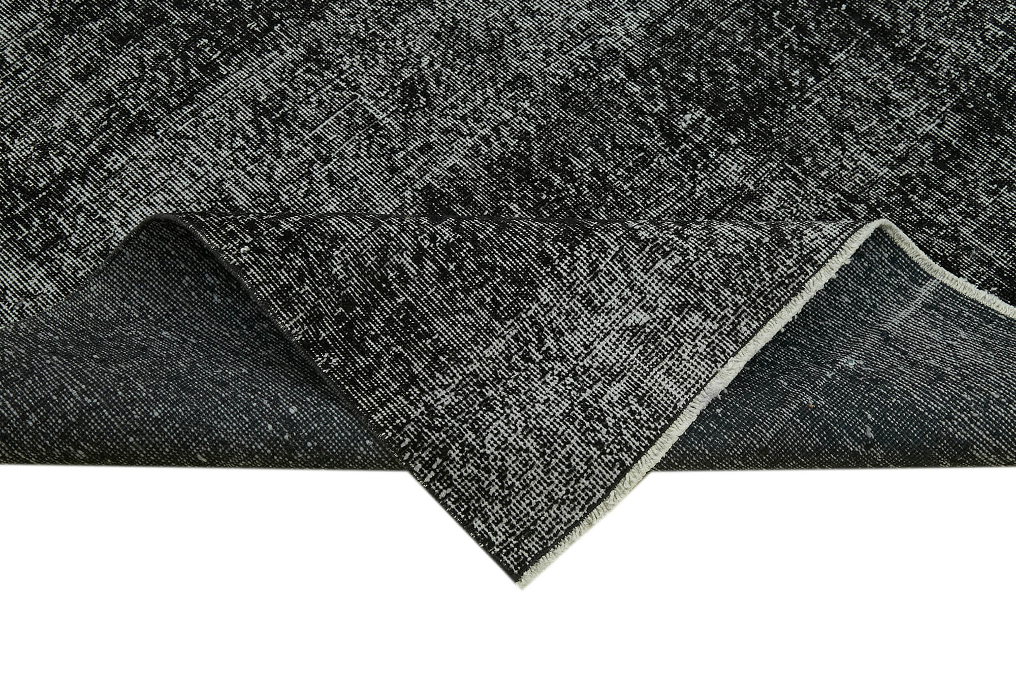 Overdyed Vintage Rug – Handmade Area Rug 6'1'' x 9'4'' Black Wool Cotton