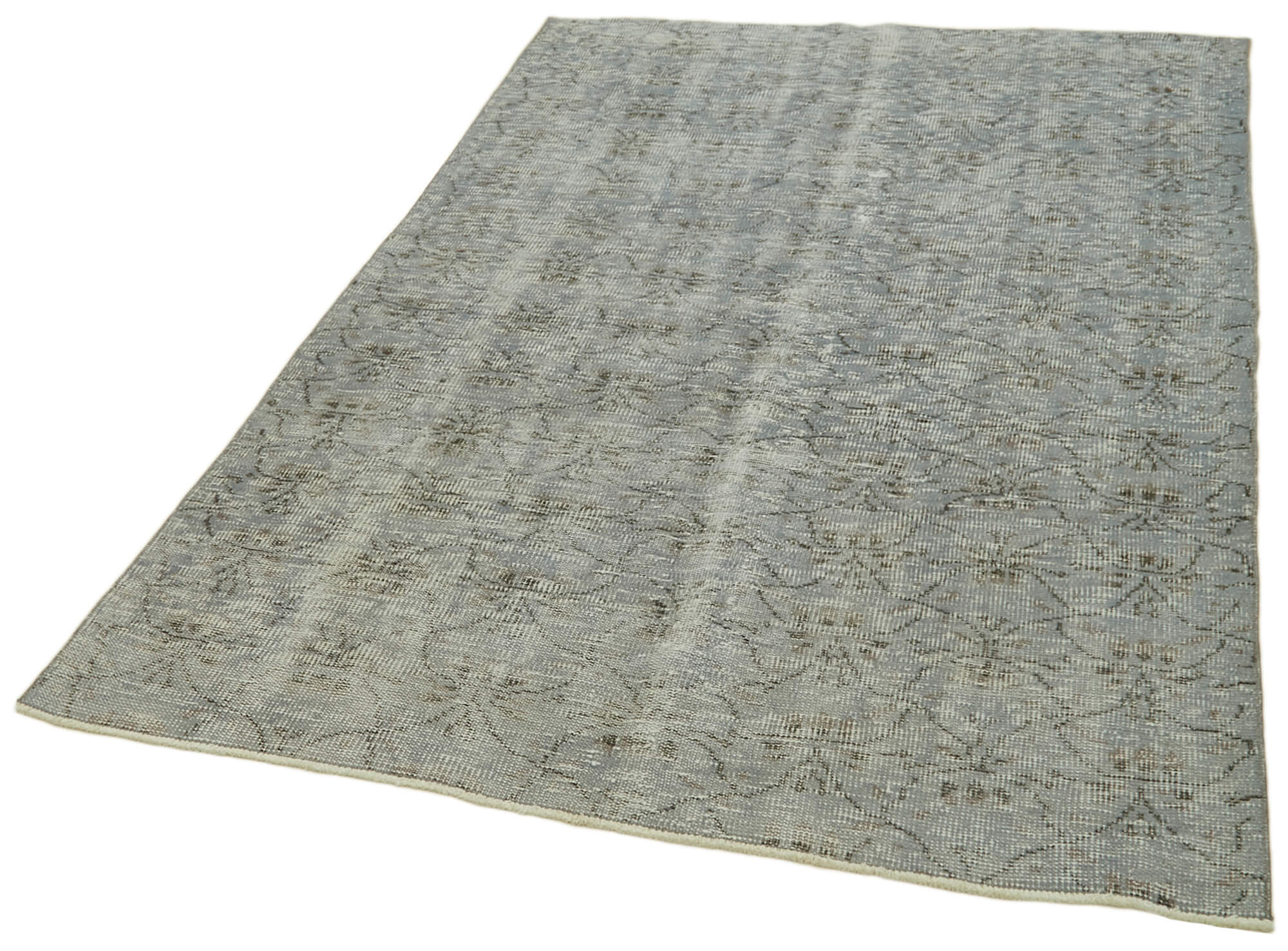 Vintage Area Rug - Handmade Wool Rug Overdyed Blue Cotton Wool Carpet 4'8''x7'4''
