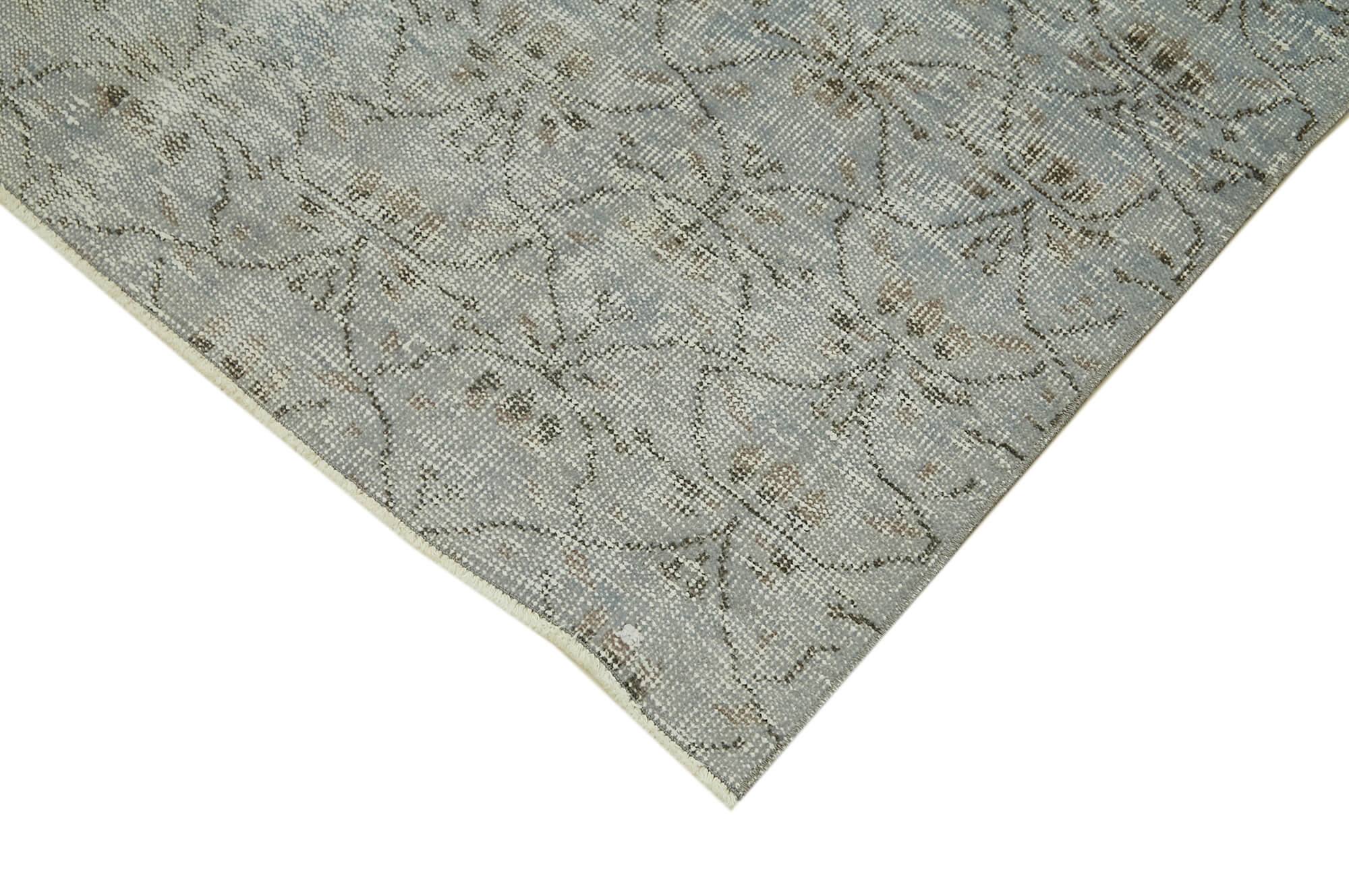 Vintage Area Rug - Handmade Wool Rug Overdyed Blue Cotton Wool Carpet 4'8''x7'4''