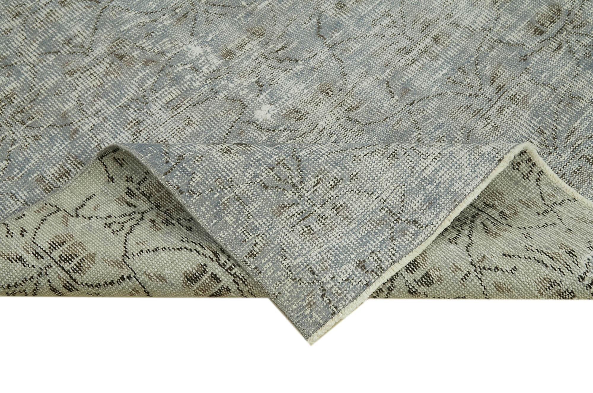 Vintage Area Rug - Handmade Wool Rug Overdyed Blue Cotton Wool Carpet 4'8''x7'4''