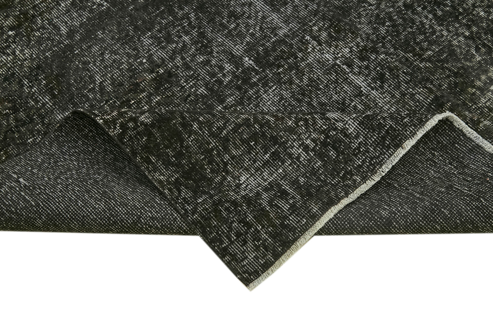 Handmade Vintage Area Rug | Overdyed Wool Rug - Black 6'3''x9'9'' Bohemian Style