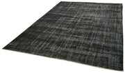 Vintage Handmade Area Rug – Overdyed Black Hand Woven Rug 6'10'' x 10'0'' Cotton Wool