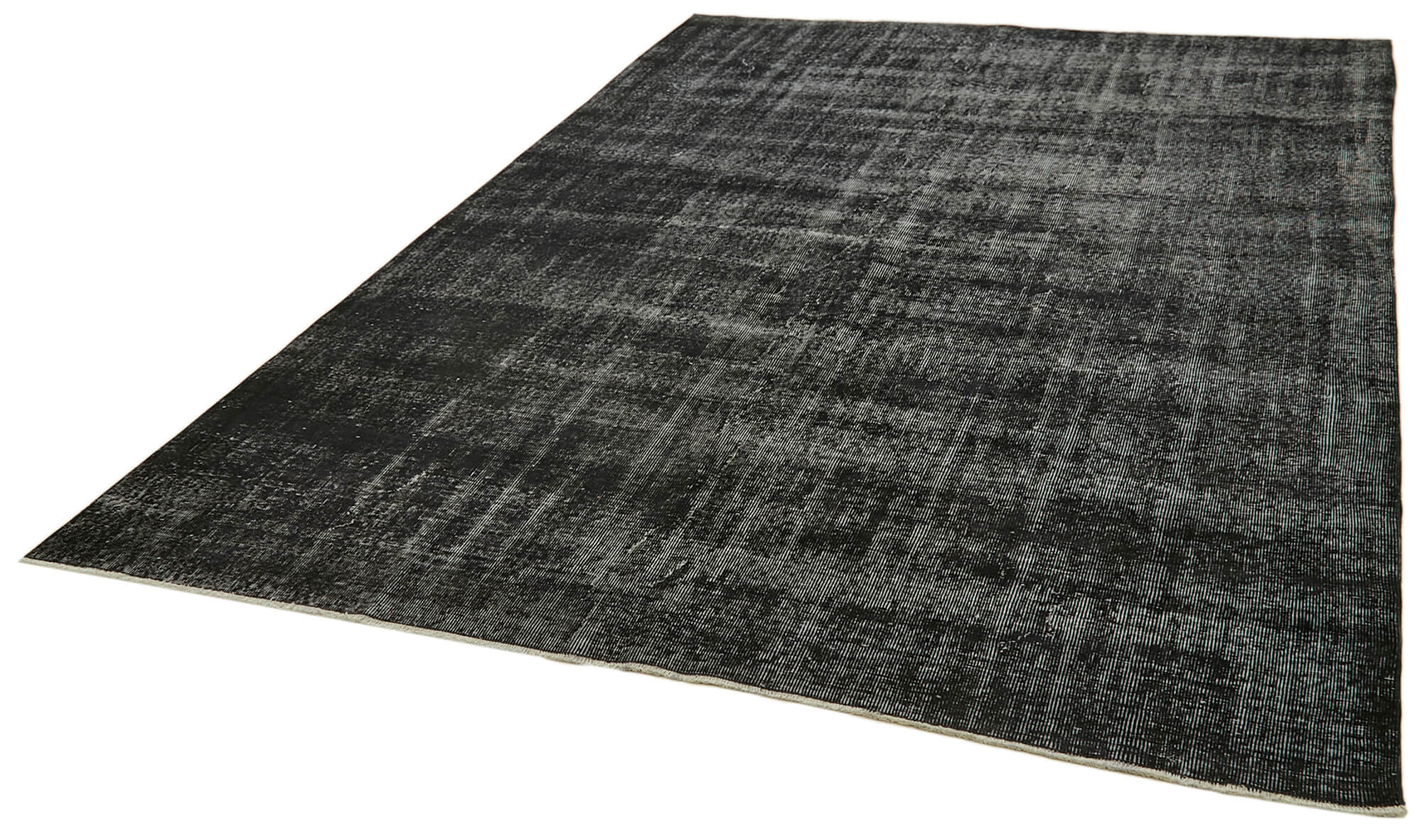 Vintage Handmade Area Rug – Overdyed Black Hand Woven Rug 6'10'' x 10'0'' Cotton Wool