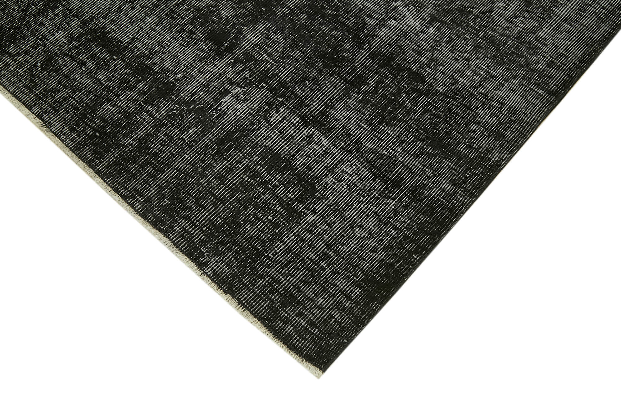 Vintage Handmade Area Rug – Overdyed Black Hand Woven Rug 6'10'' x 10'0'' Cotton Wool