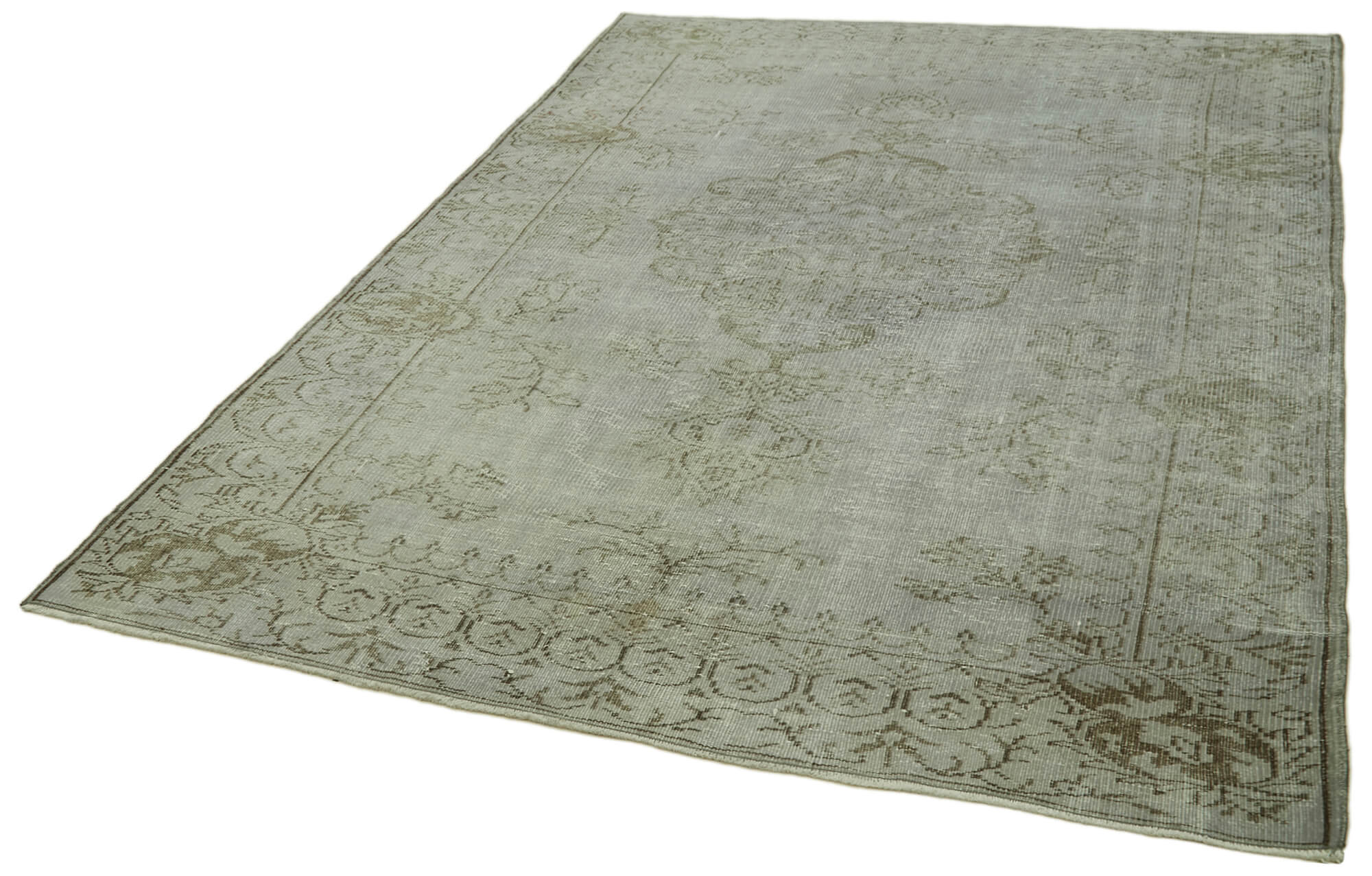 Handmade Area Rug – Overdyed Wool & Vintage Cotton | Soft Grey Turkish Carpet 6'6"x9'4"
