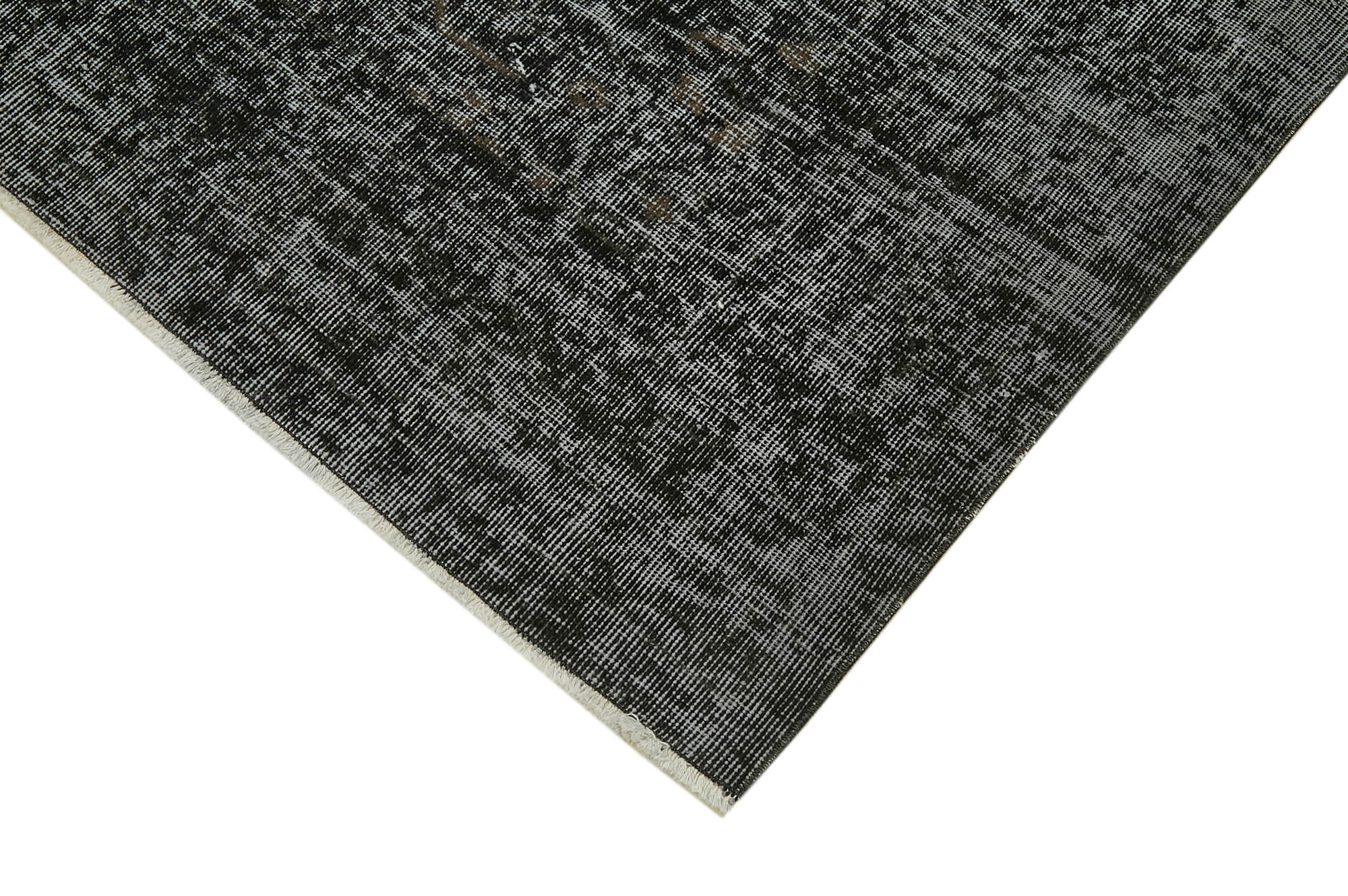 Handmade Vintage Area Rug – Overdyed Black Cotton Wool 6'7''x9'11'' Classic Carpet