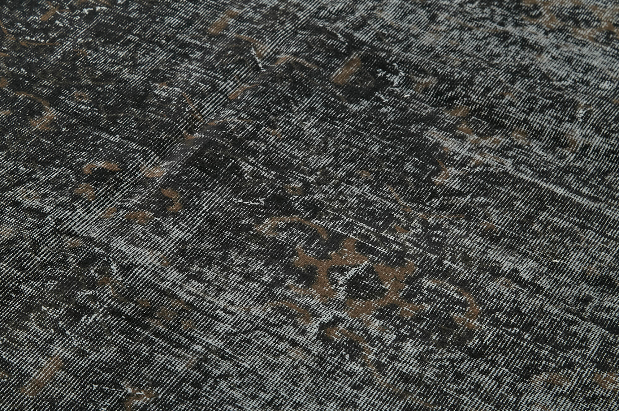 Handmade Vintage Area Rug – Overdyed Black Cotton Wool 6'7''x9'11'' Classic Carpet
