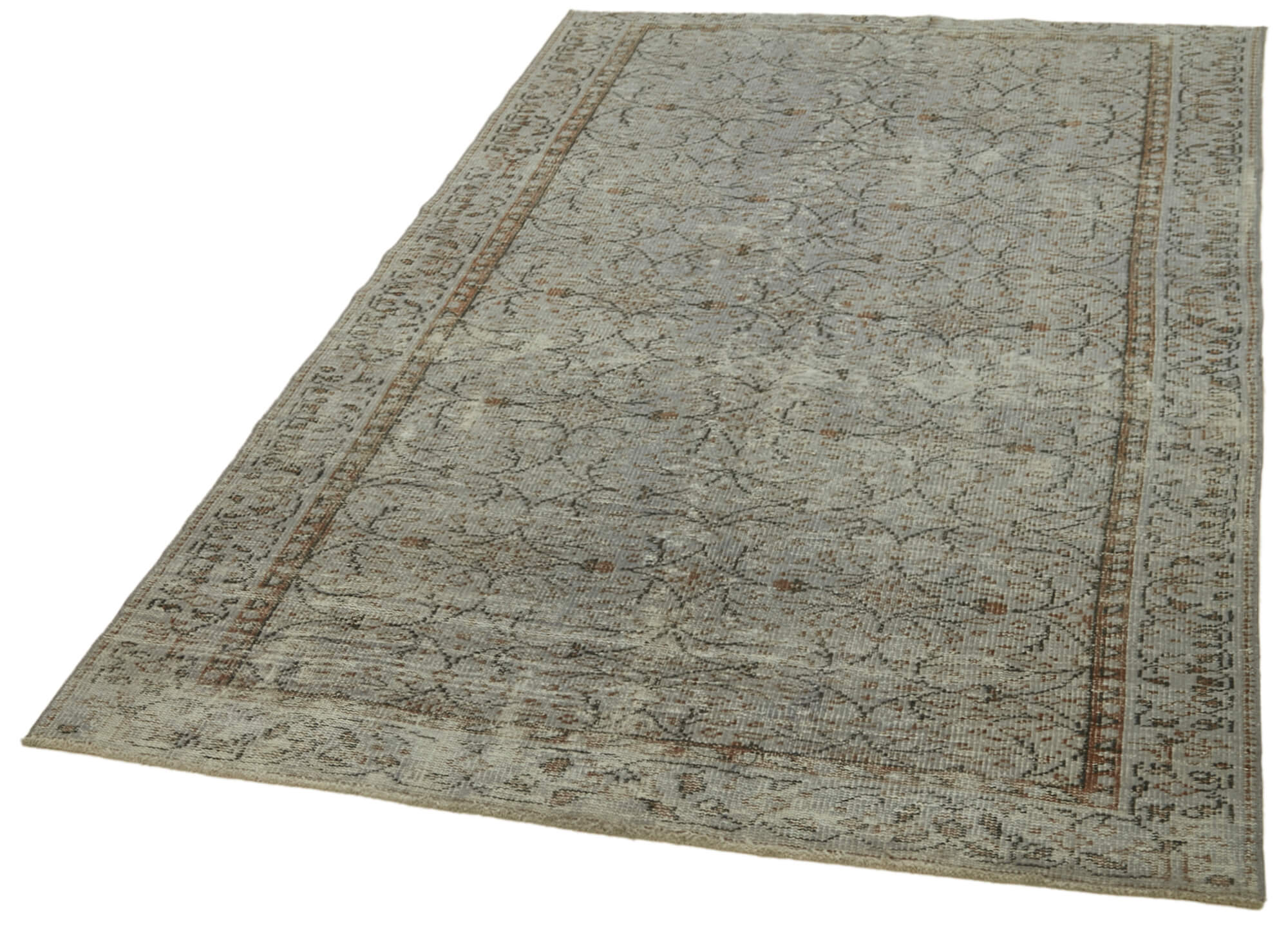 Handmade Vintage Area Rug – Overdyed Wool Rug | Turkish Hand Knotted Grey Carpet 4'9''x7'11''