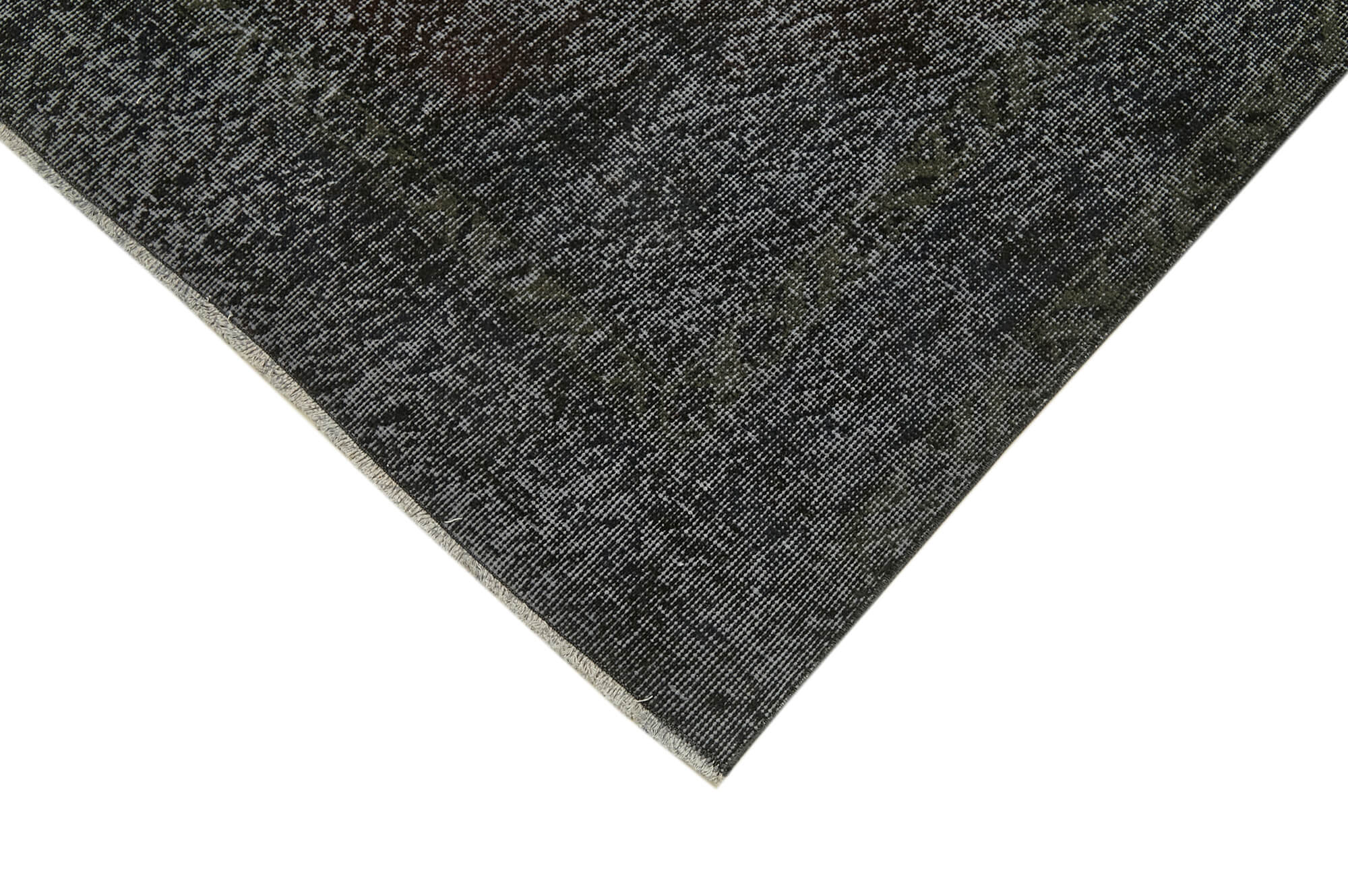 Vintage Handmade Area Rug - Overdyed Black Cotton Wool Rug 4'9''x9'2''