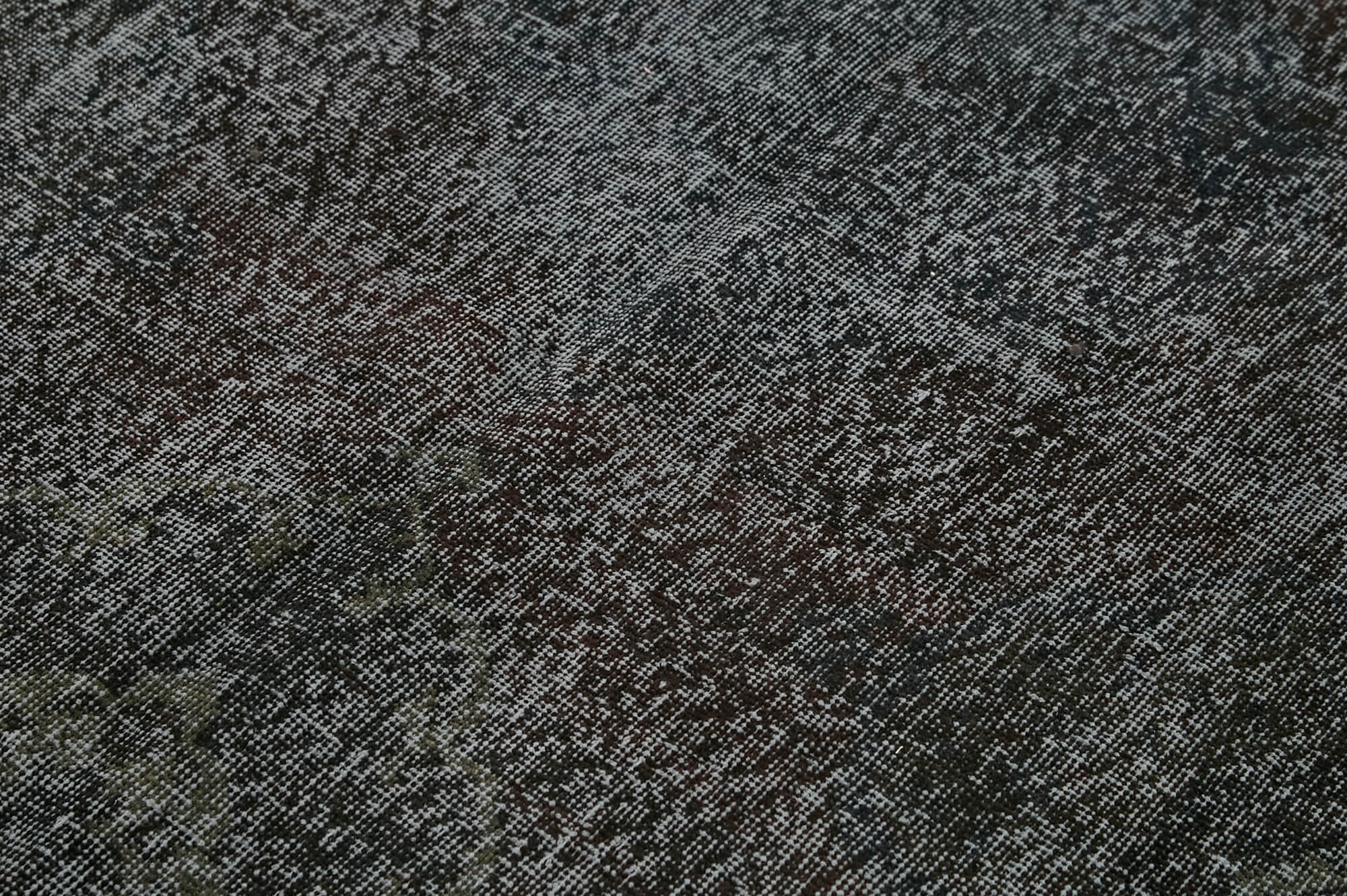 Vintage Handmade Area Rug - Overdyed Black Cotton Wool Rug 4'9''x9'2''