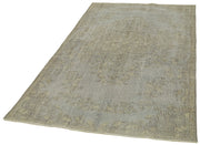 Vintage Handmade Area Rug – Overdyed Blue Turkish Wool Cotton Carpet 4'9"x8'6"