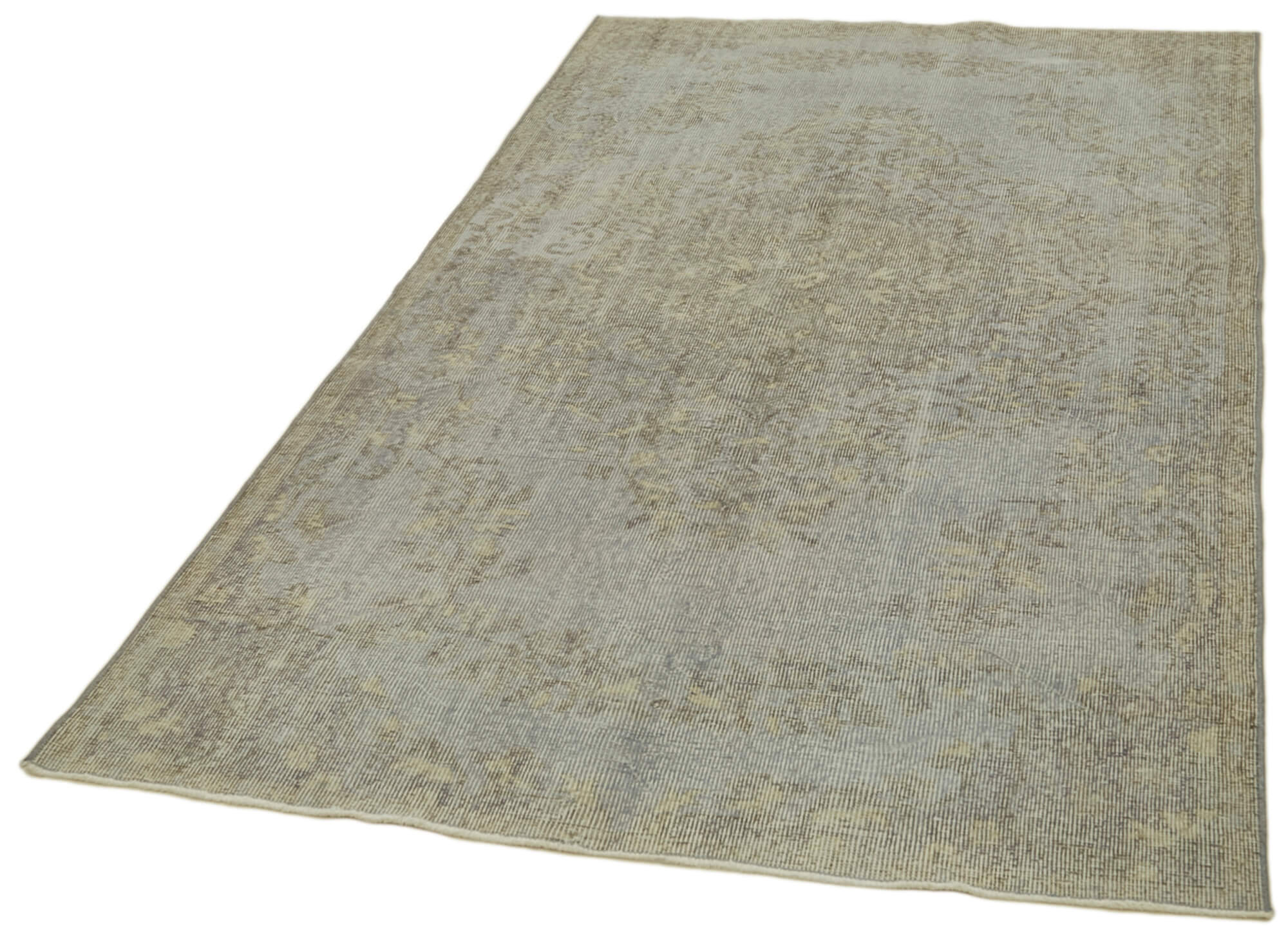 Vintage Handmade Area Rug – Overdyed Blue Turkish Wool Cotton Carpet 4'9"x8'6"