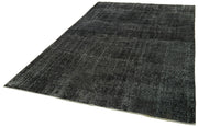 Handmade Vintage Area Rug – Overdyed Vintage Rug | Black Wool Cotton Carpet 6'6''x10'8''