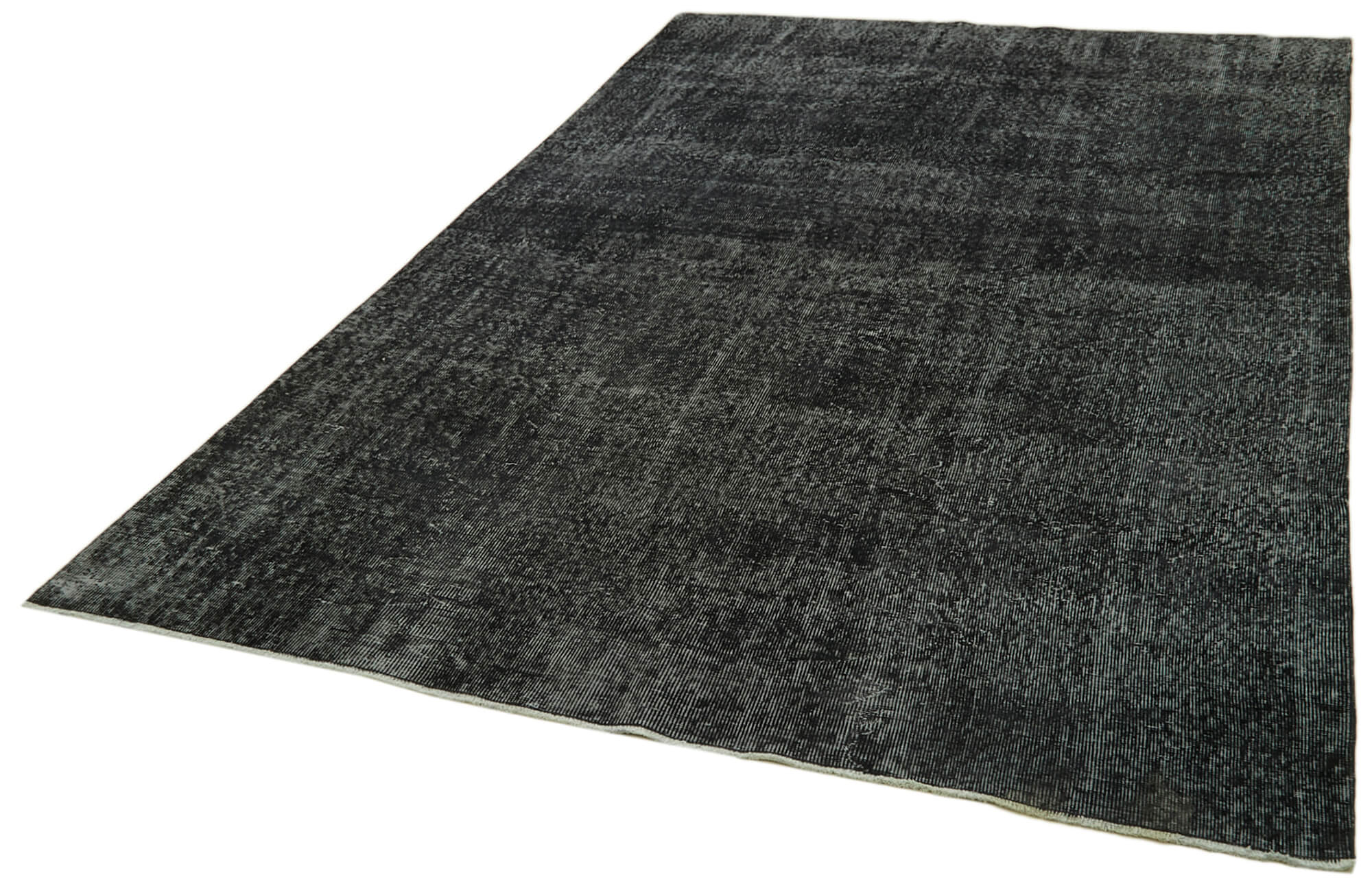 Handmade Vintage Area Rug – Overdyed Vintage Rug | Black Wool Cotton Carpet 6'6''x10'8''