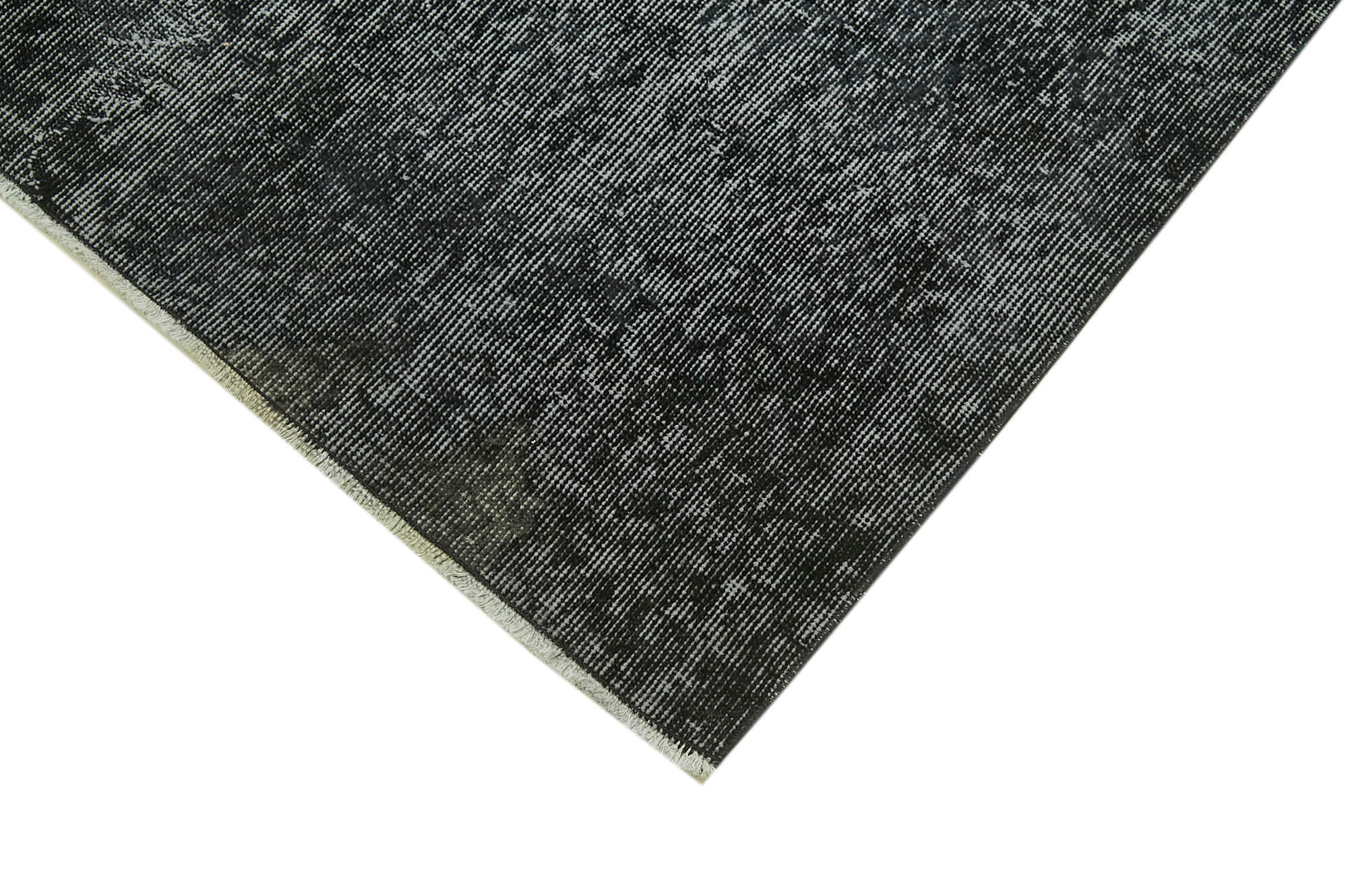 Handmade Vintage Area Rug – Overdyed Vintage Rug | Black Wool Cotton Carpet 6'6''x10'8''