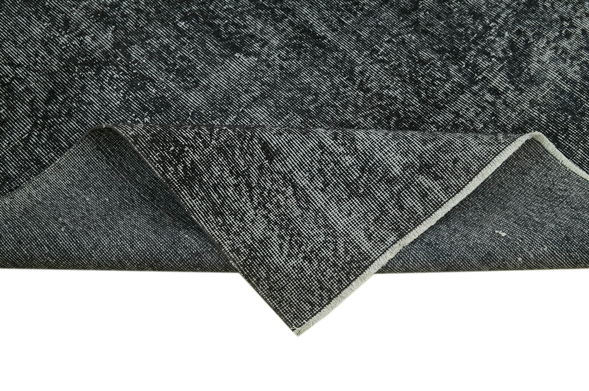 Handmade Vintage Area Rug – Overdyed Vintage Rug | Black Wool Cotton Carpet 6'6''x10'8''
