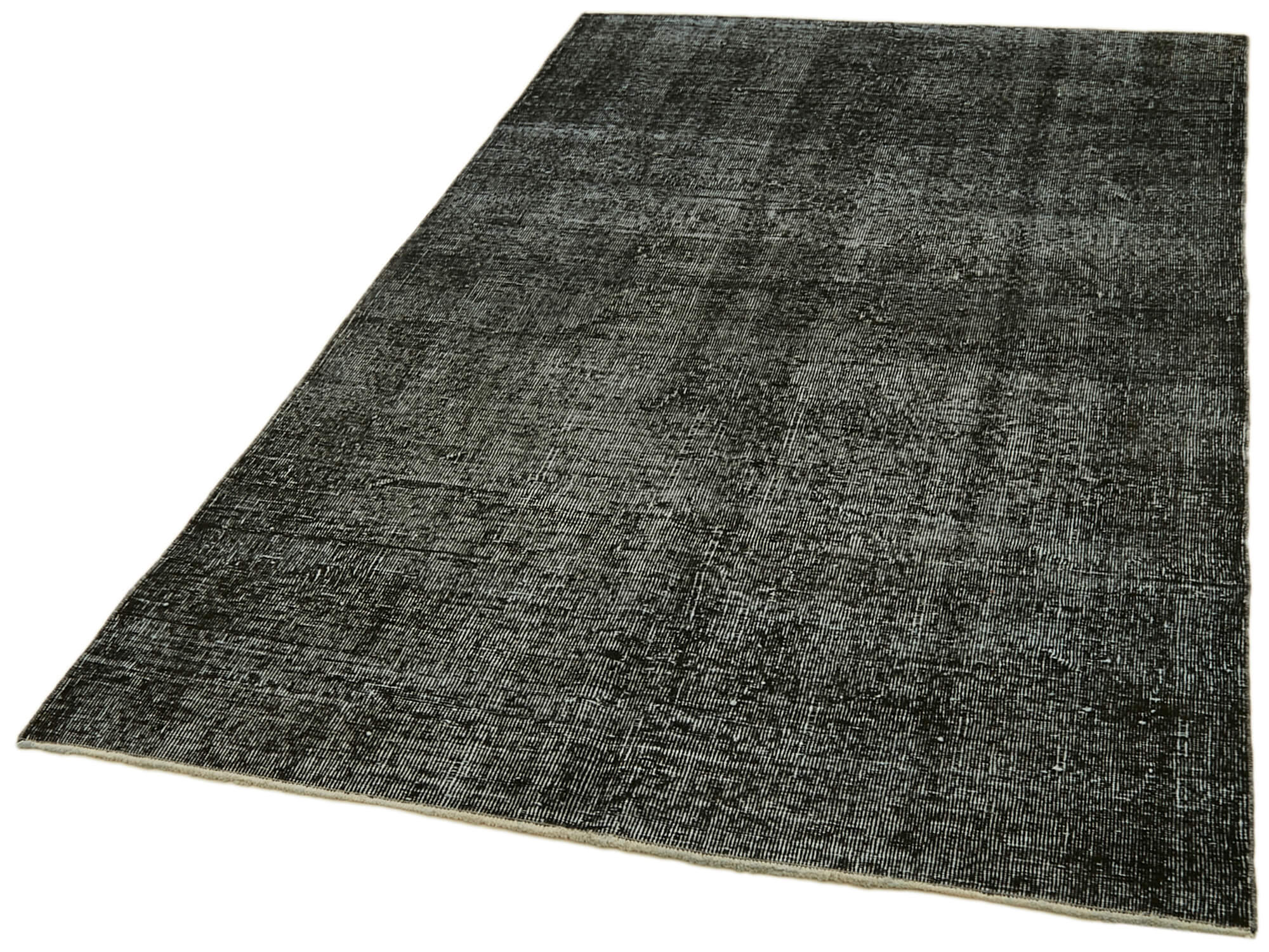 Vintage Wool Area Rug – Handmade Cotton Rug | Overdyed Black Rustic Carpet 4'9''x8'6''